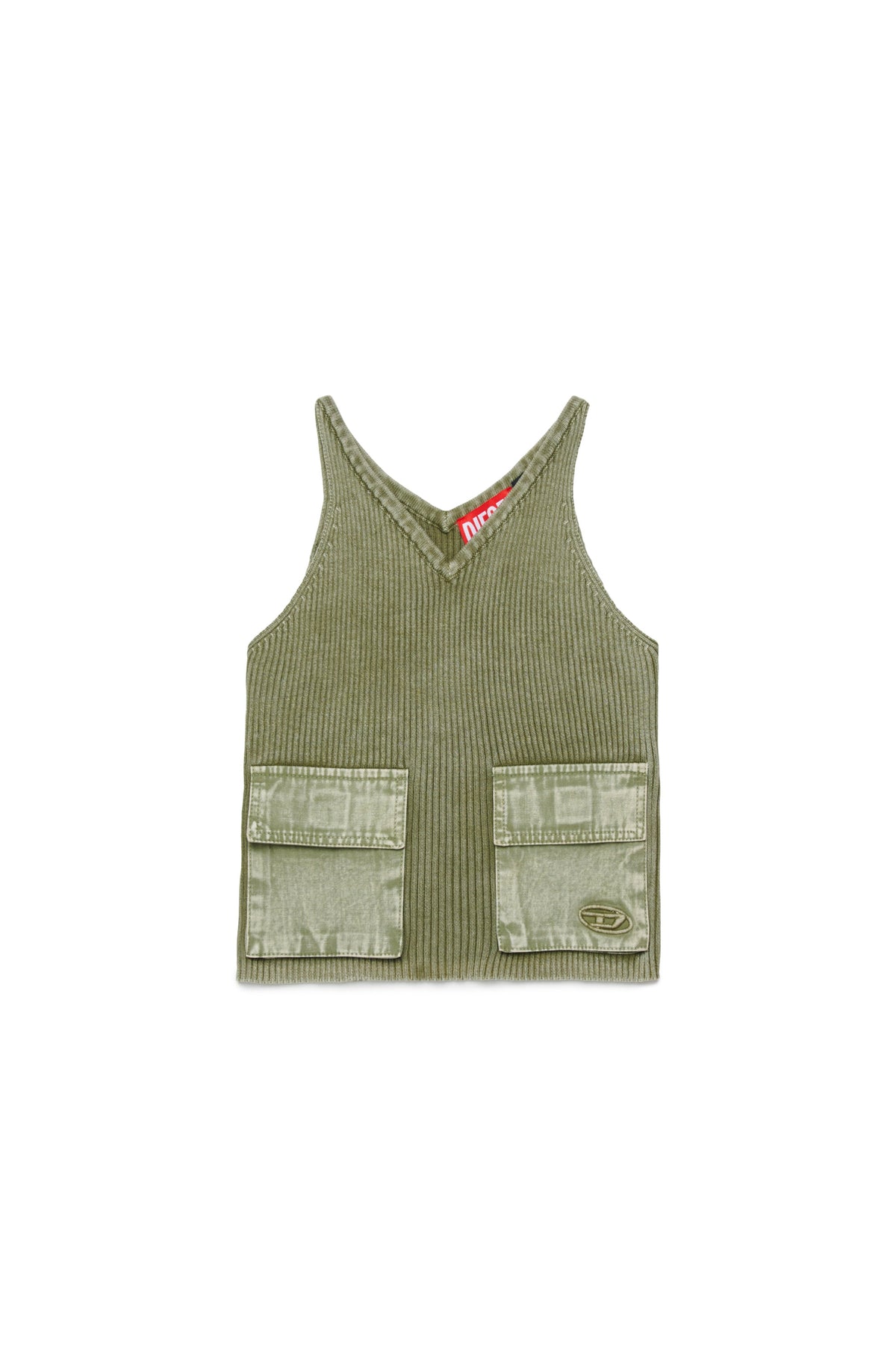 Ribbed knit top with pockets