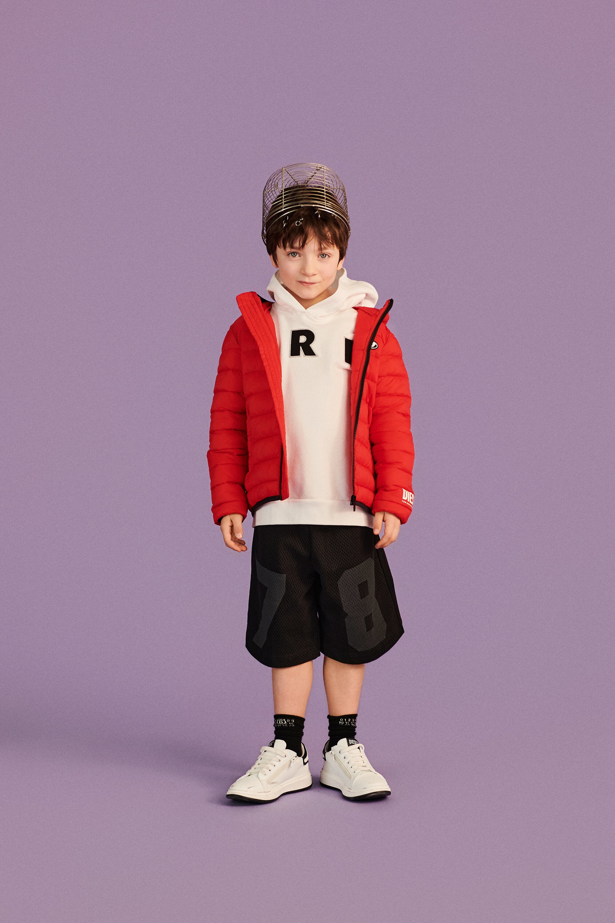 Padded jacket with printed logo