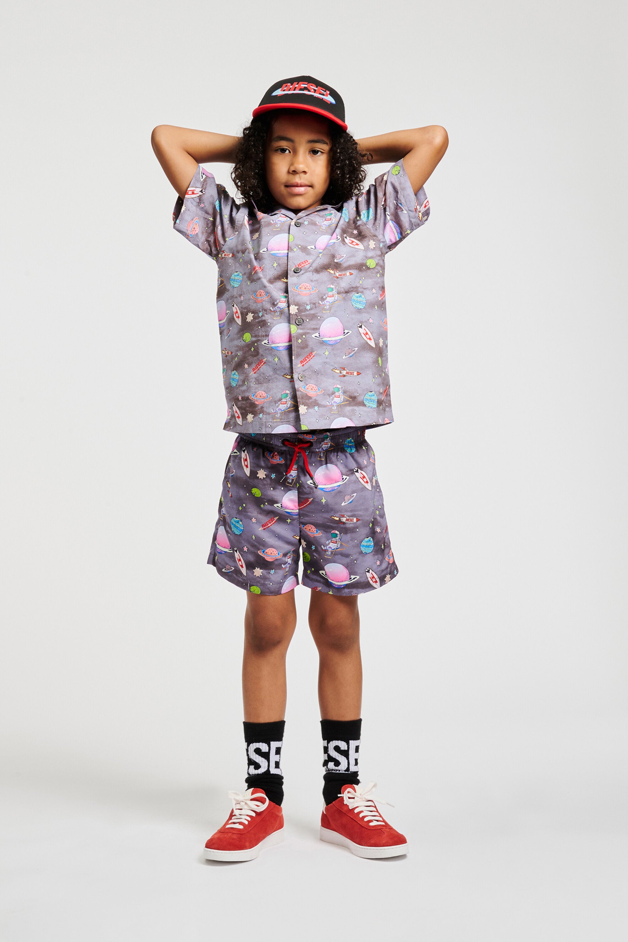 Boxer swimsuit with all-over prints