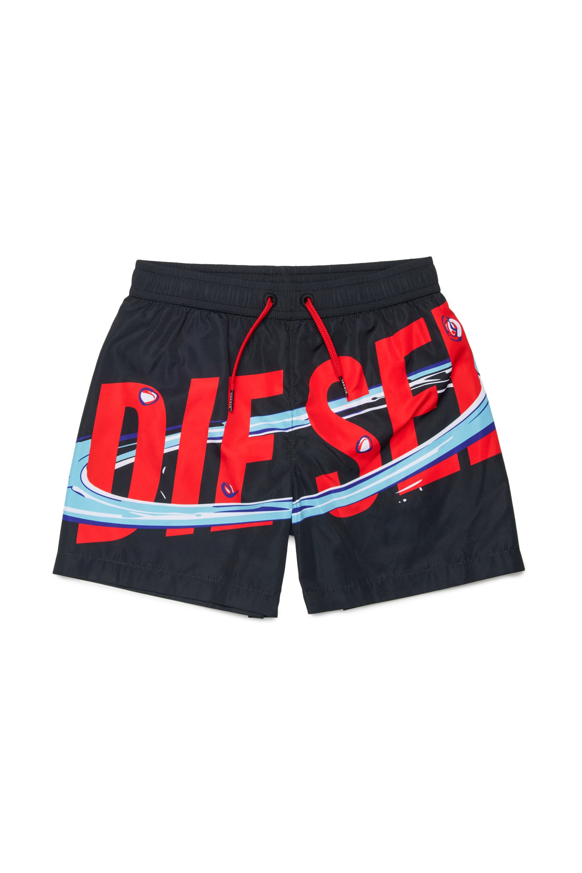 Boxer swim trunks with logo
