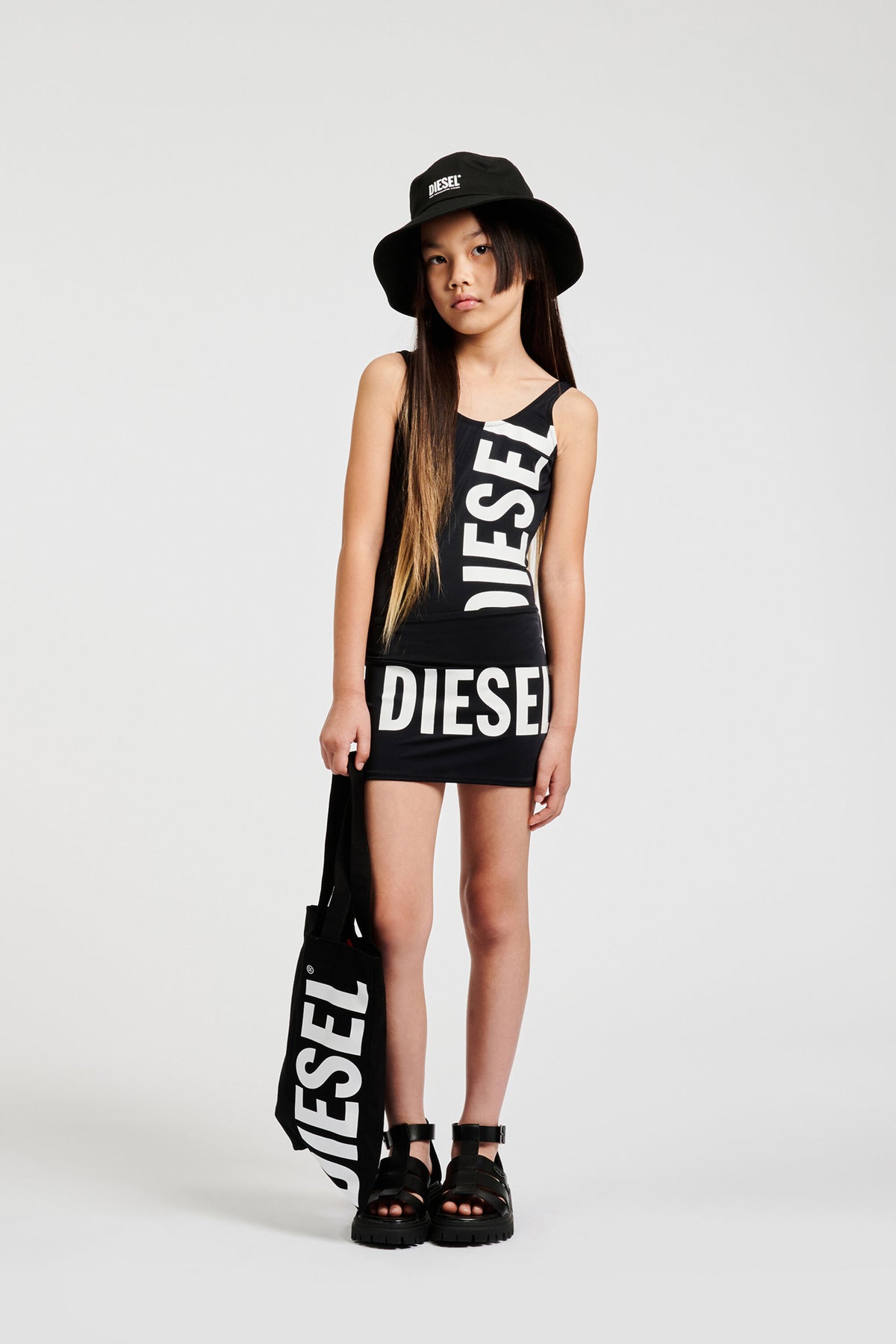 One-piece swimsuit with logo
