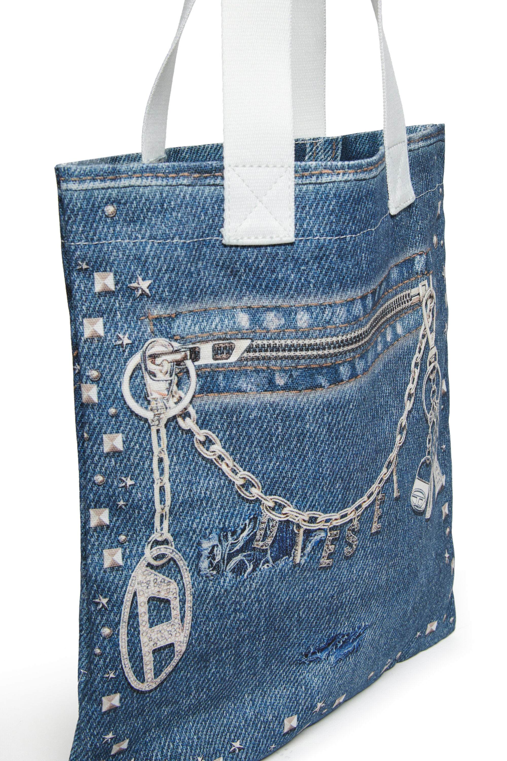Wrisy tote bag with denim effect