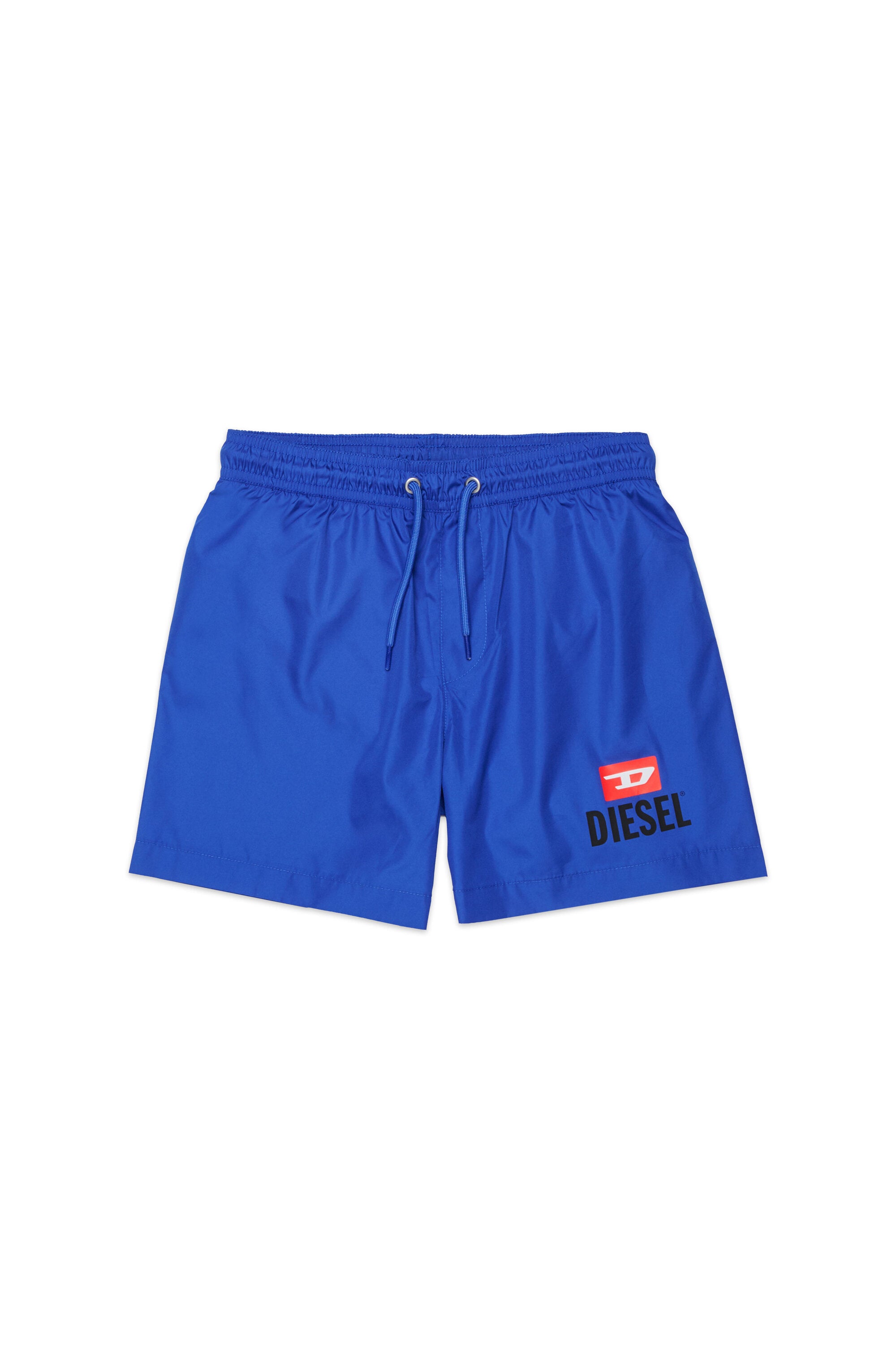 Boxer swim trunks with logo