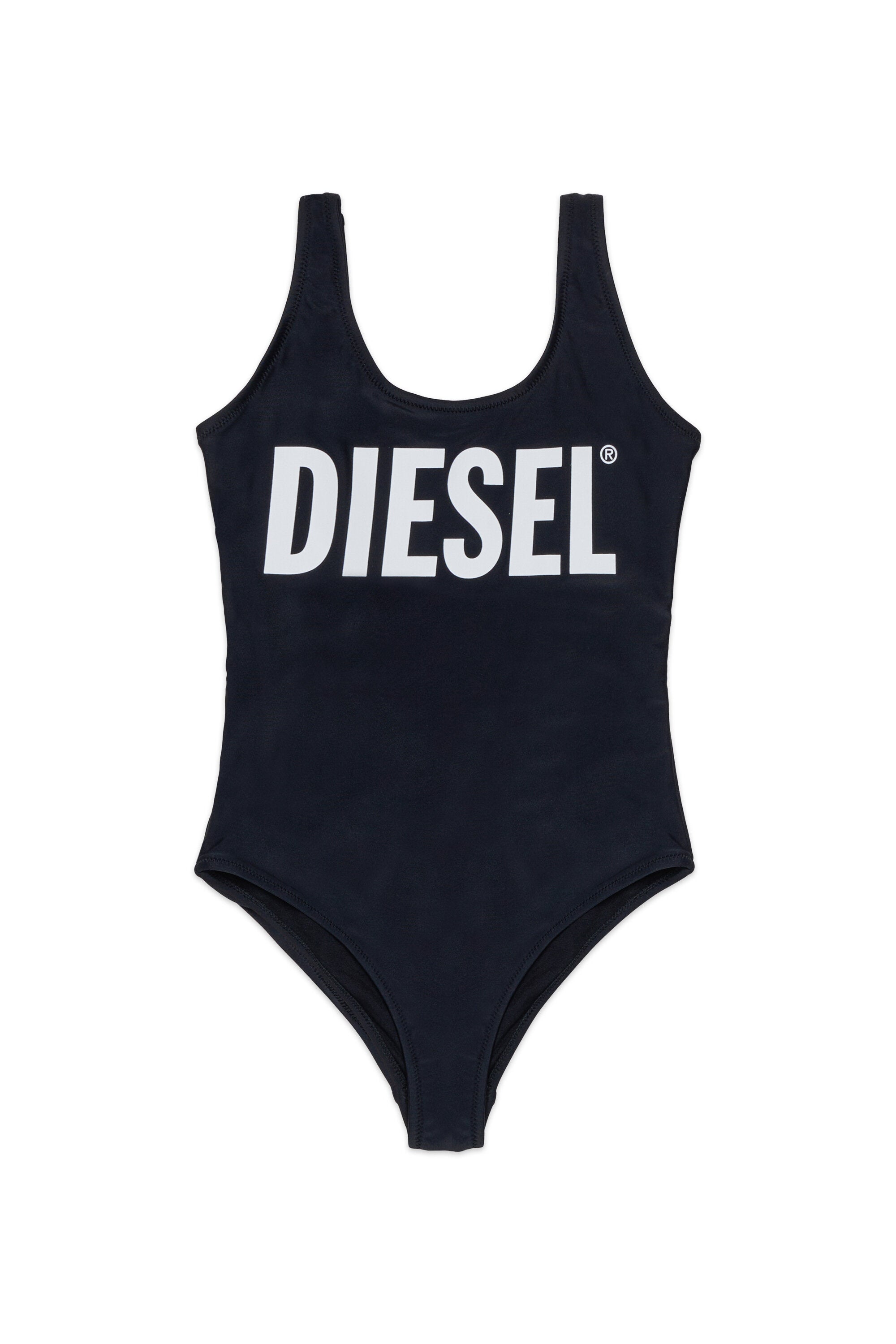 One-piece swimsuit with logo