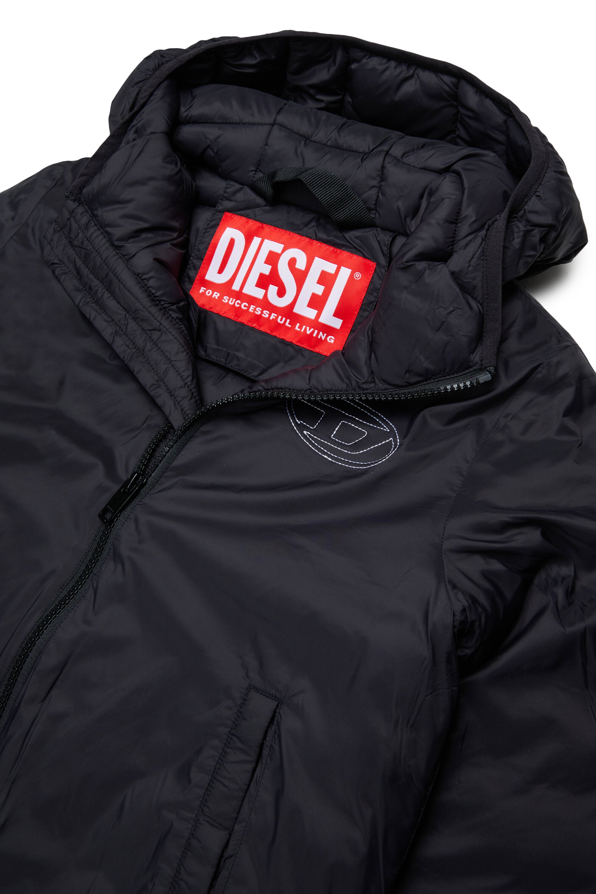 Padded jacket with printed logo