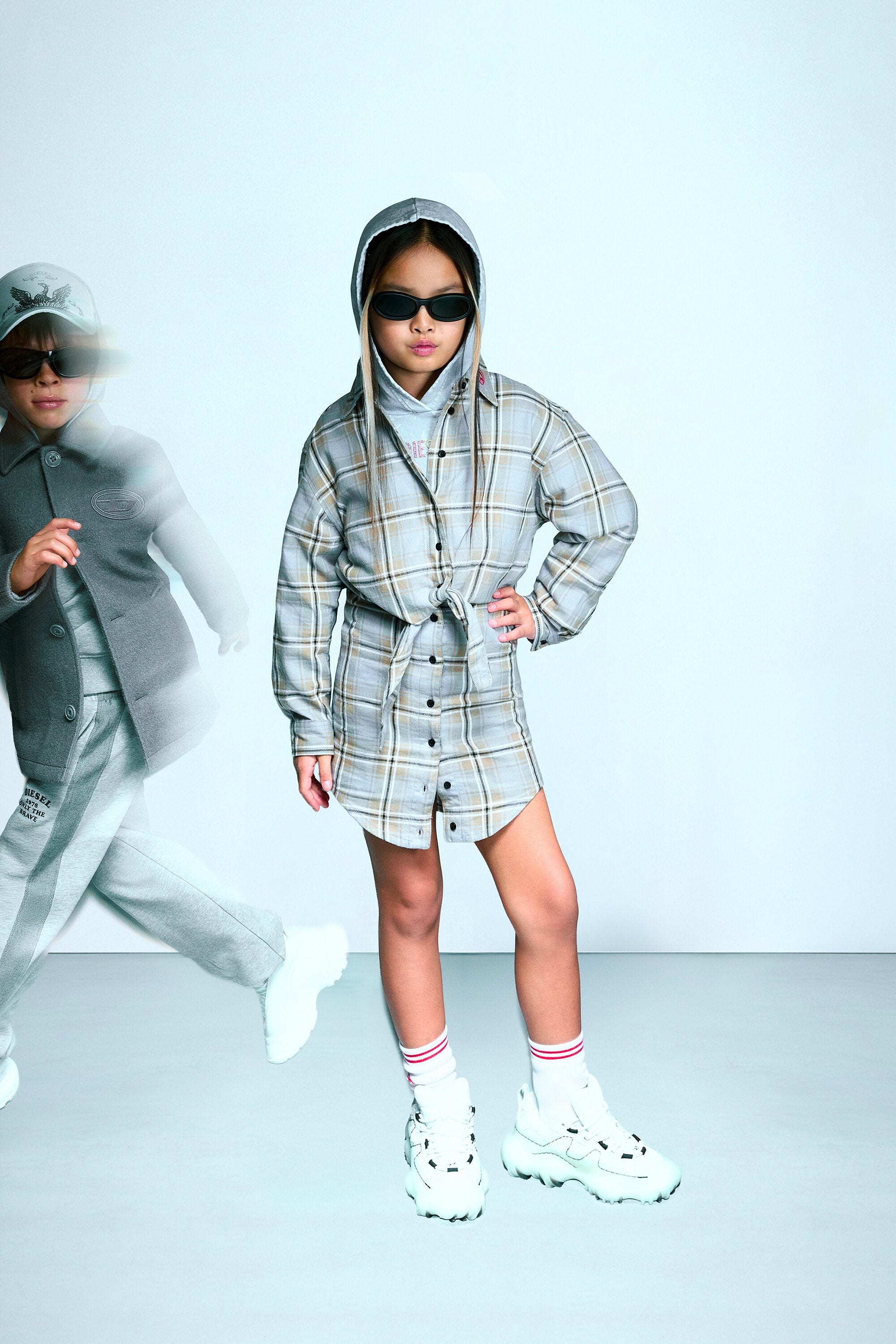 Checked shirtdress with logo