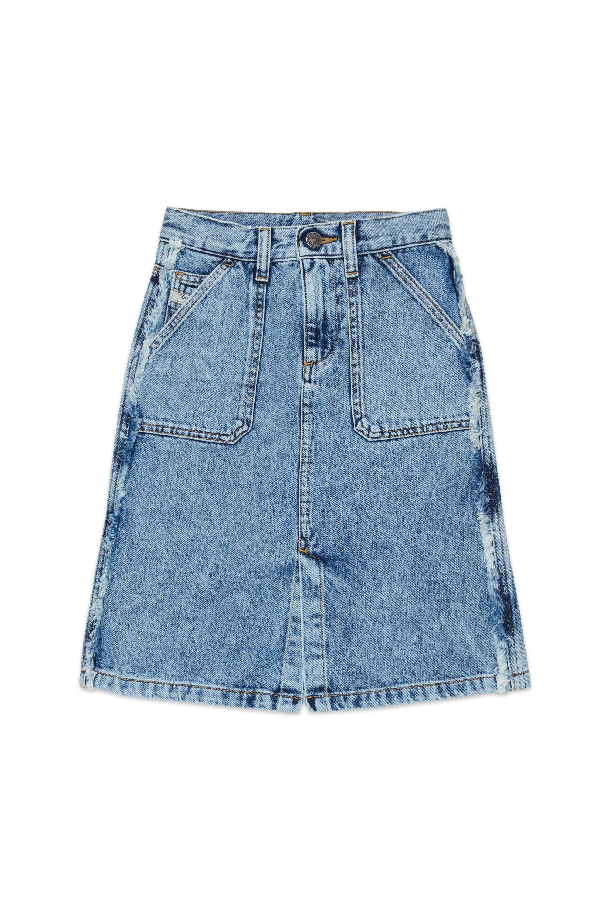 Denim skirt with back embroidery
