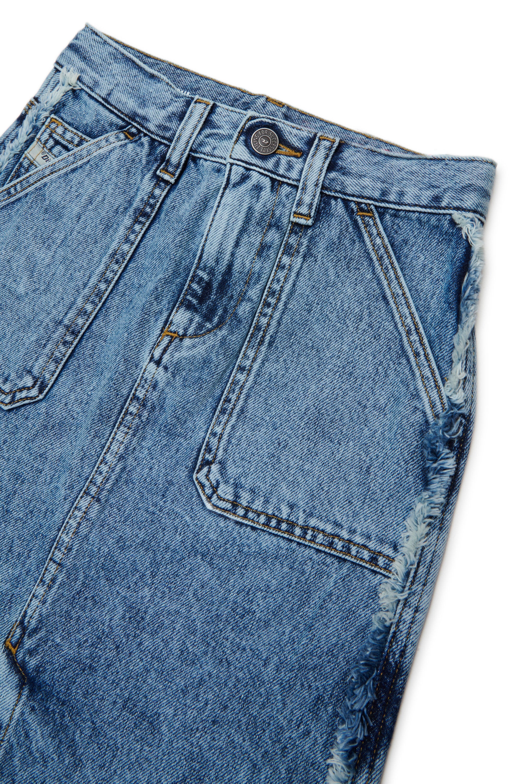 Denim skirt with back embroidery