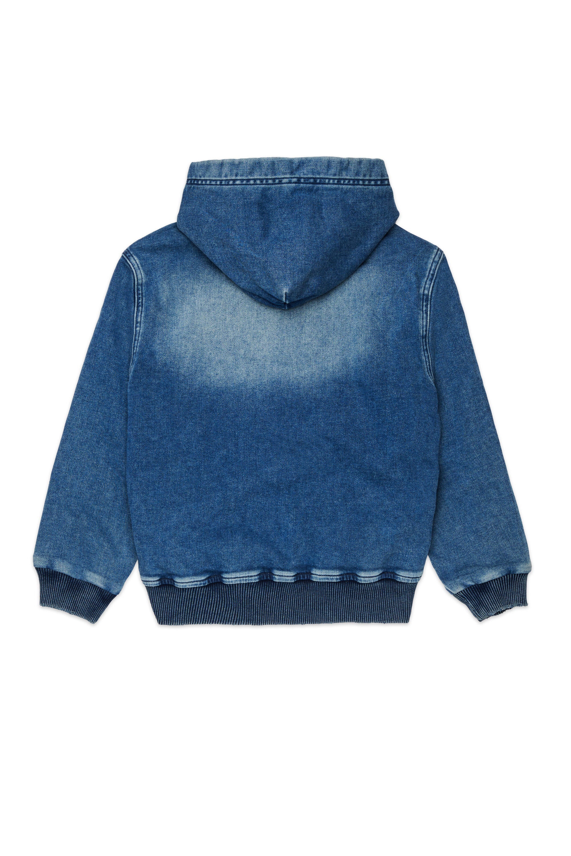 Denim-effect zip sweatshirt with logo