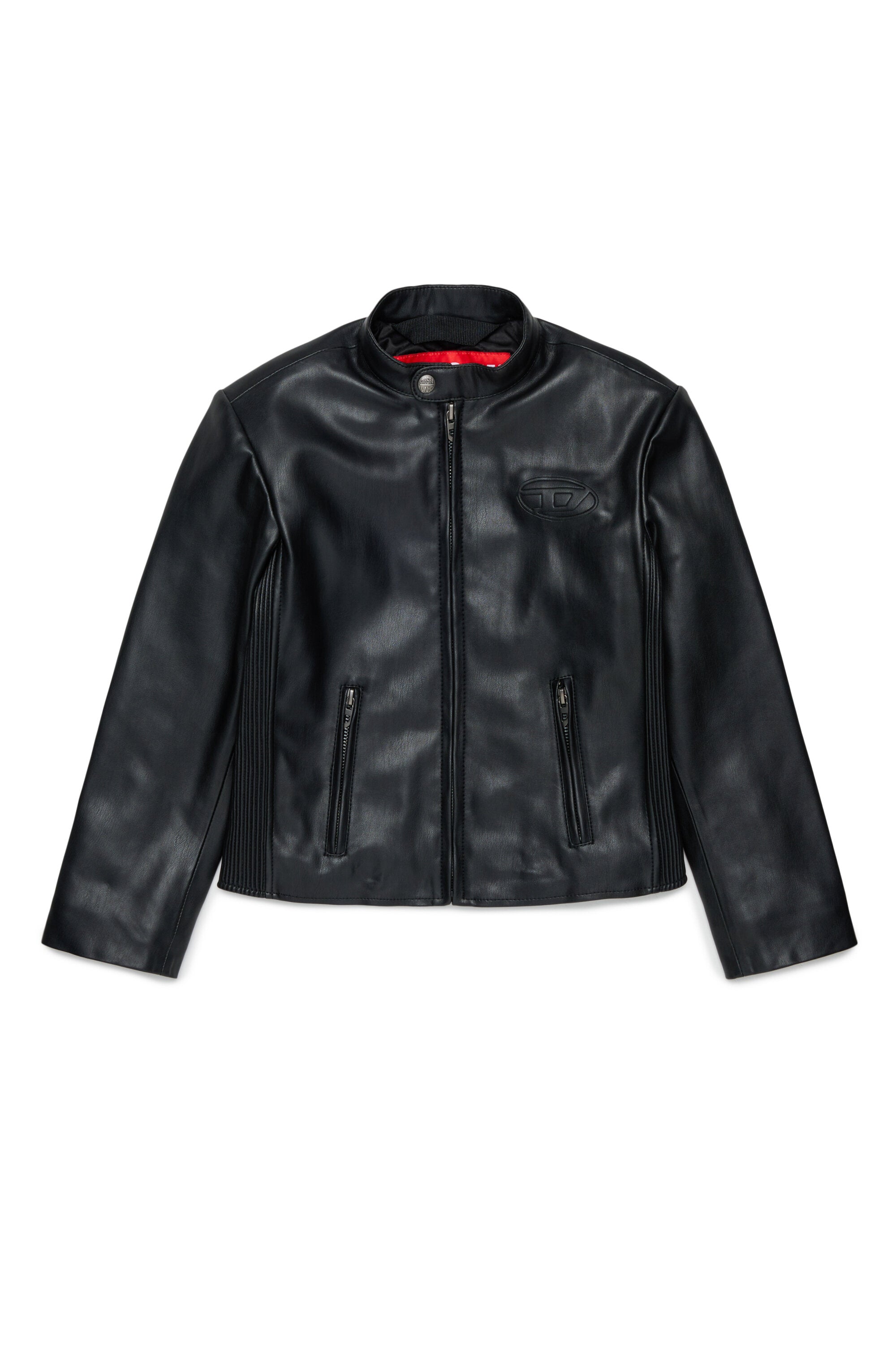 Biker jacket with printed logo