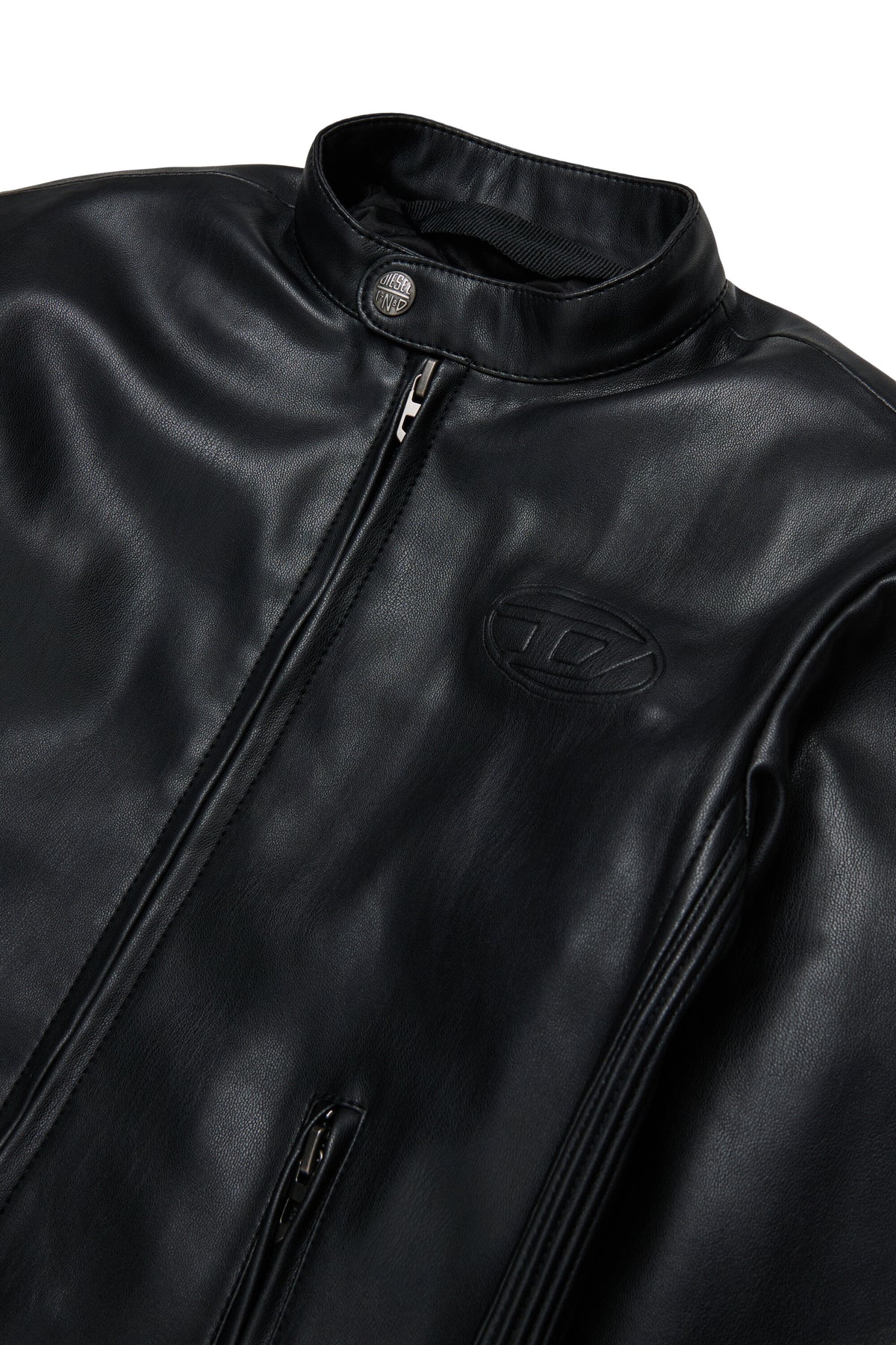 Biker jacket with printed logo