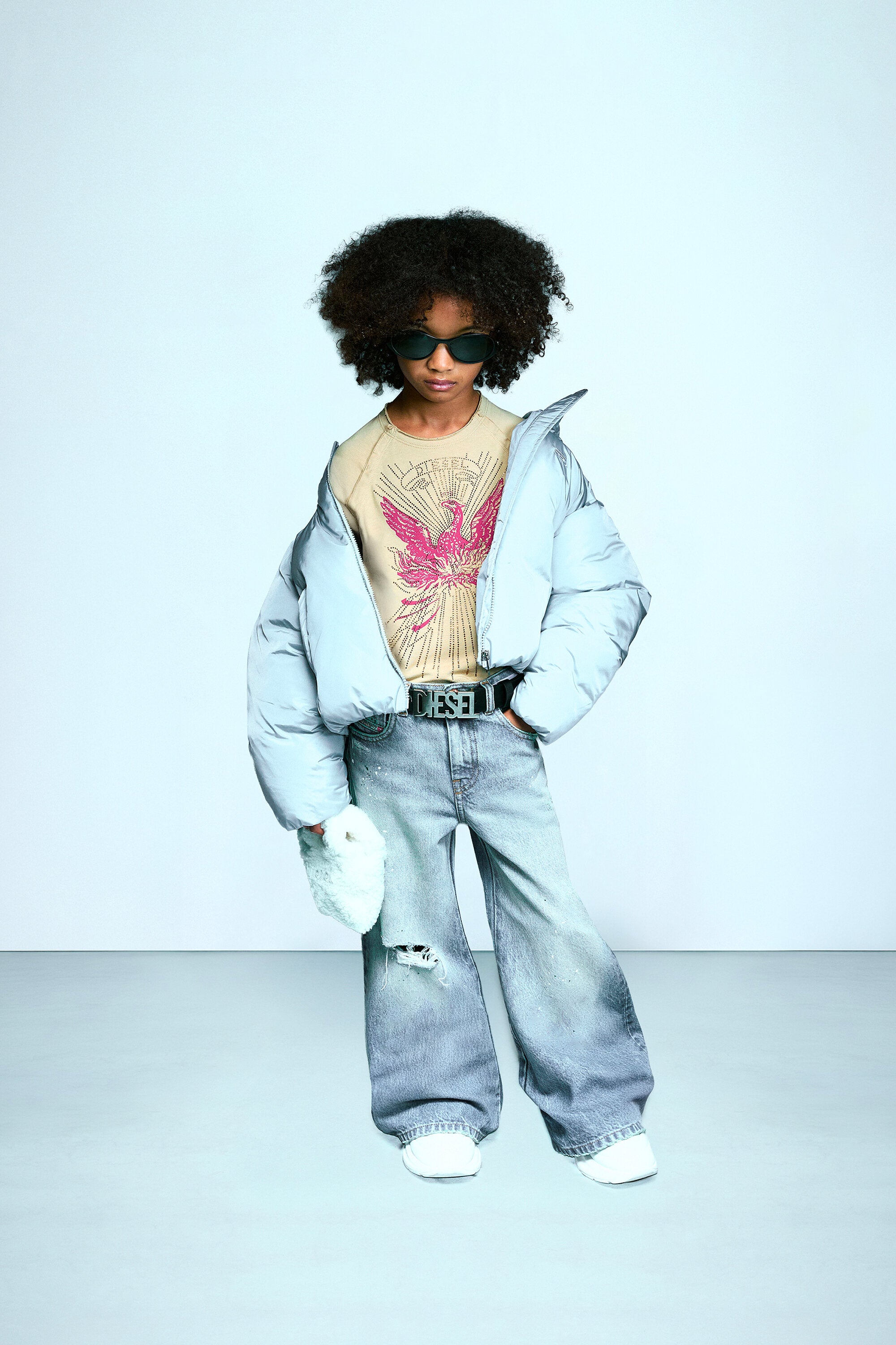Padded jacket with printed logo