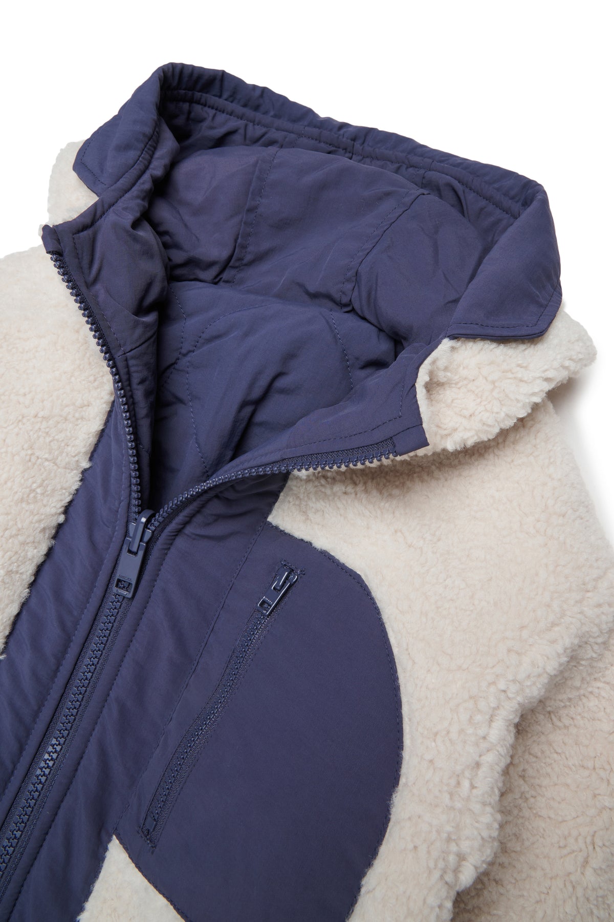 Reversible teddy jacket with hood
