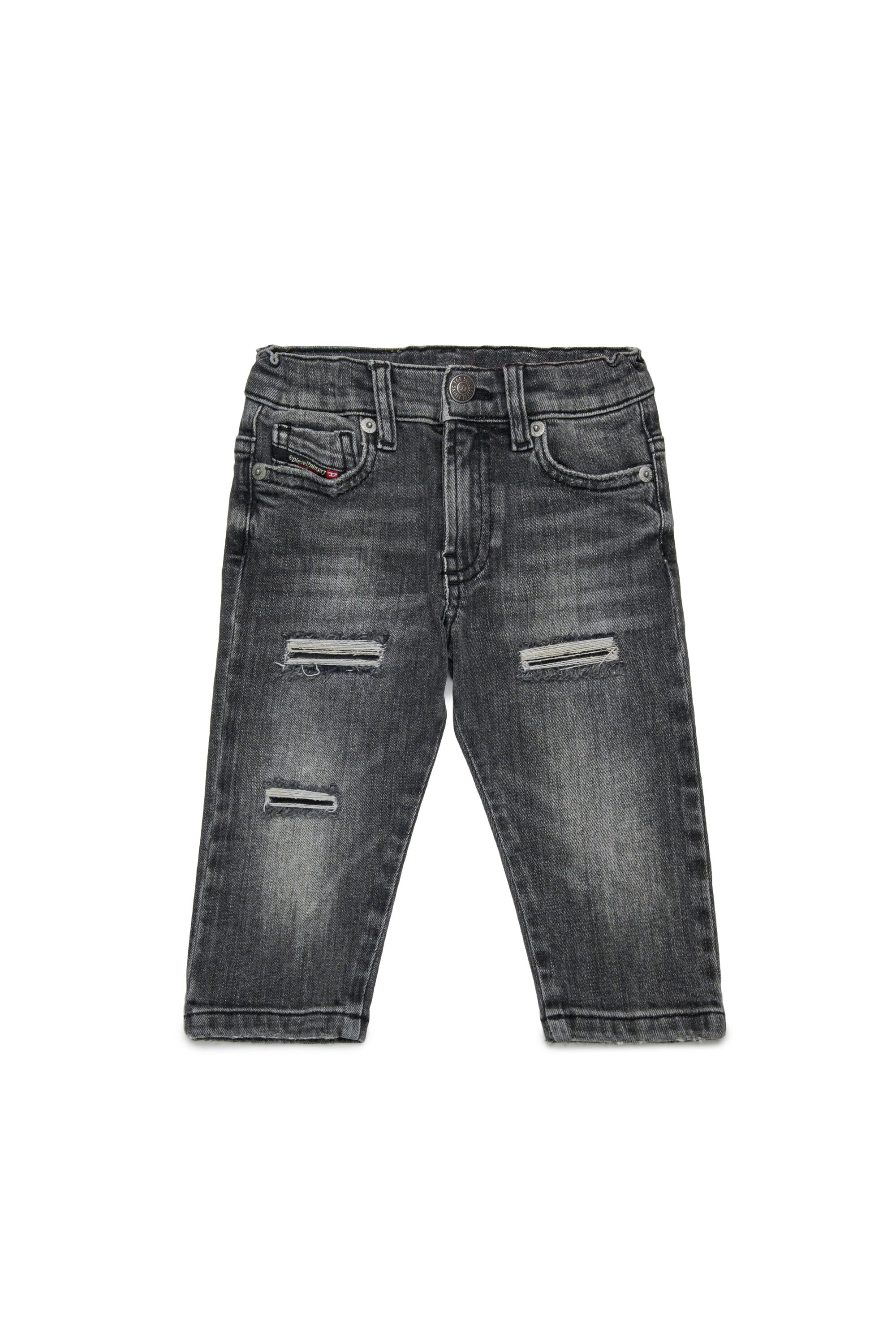 Dark gray regular jeans with rips - D-Jools-B