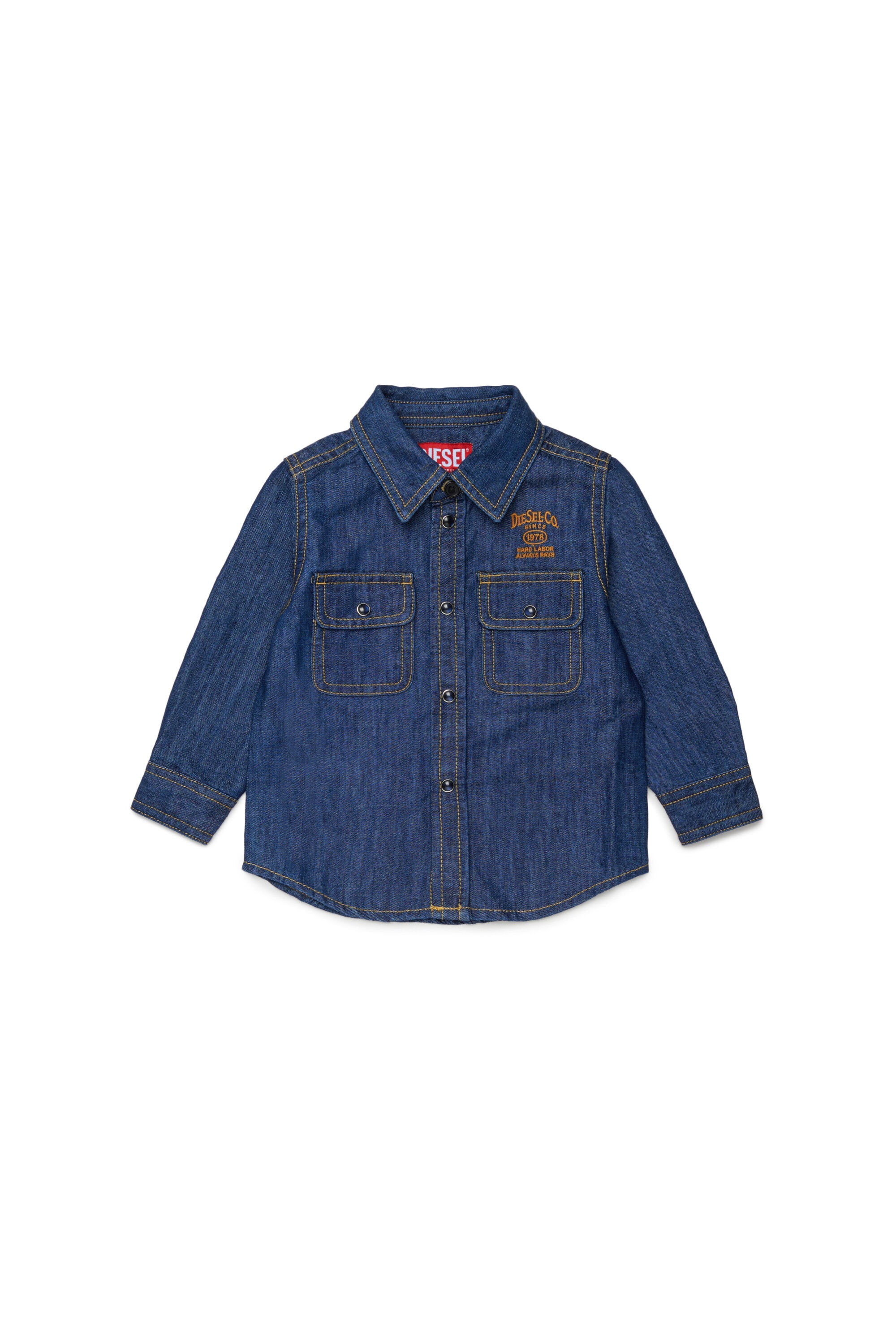 Long-sleeve denim shirt with logo