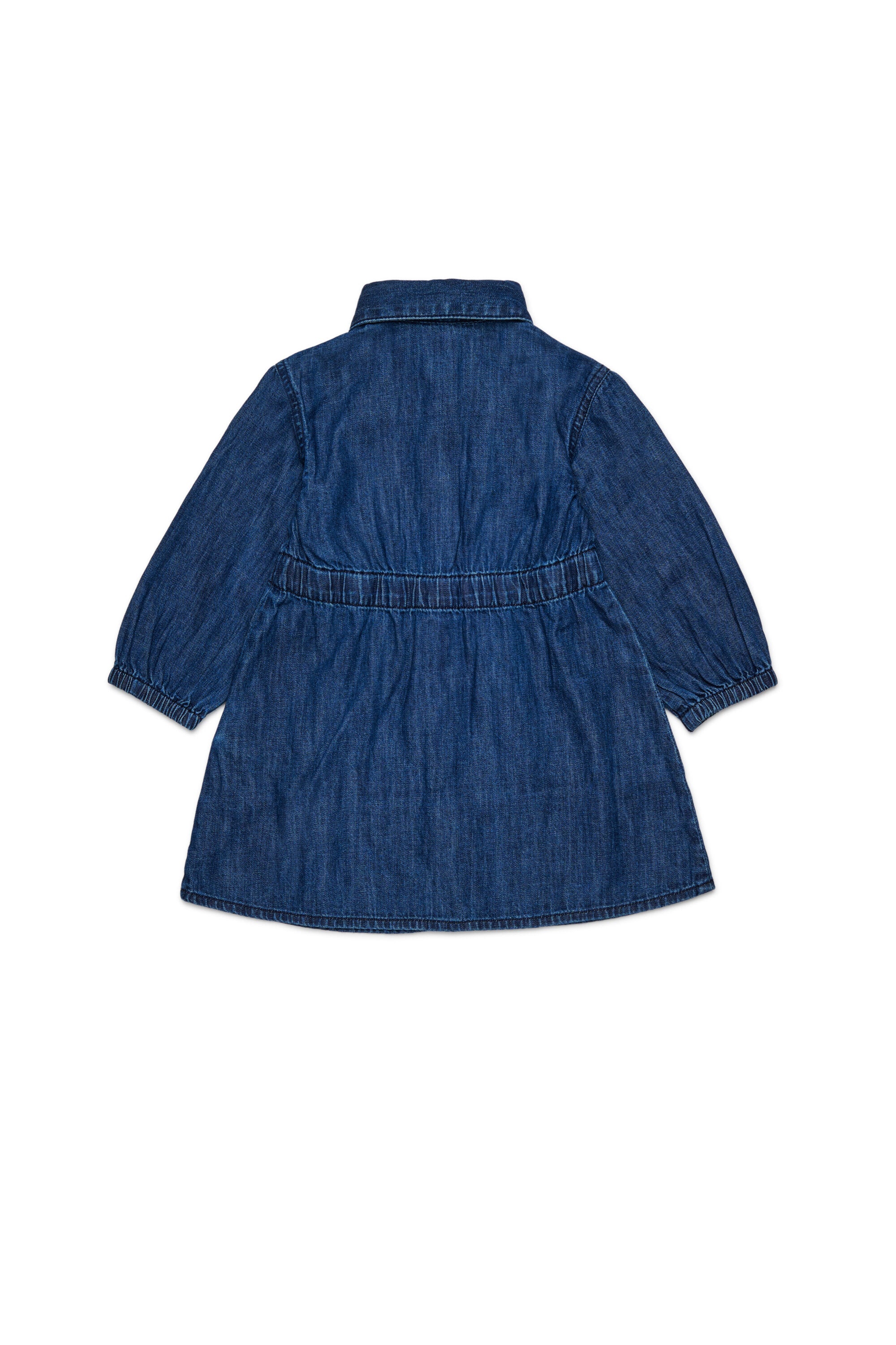 Lightweight denim dress with drawstrings