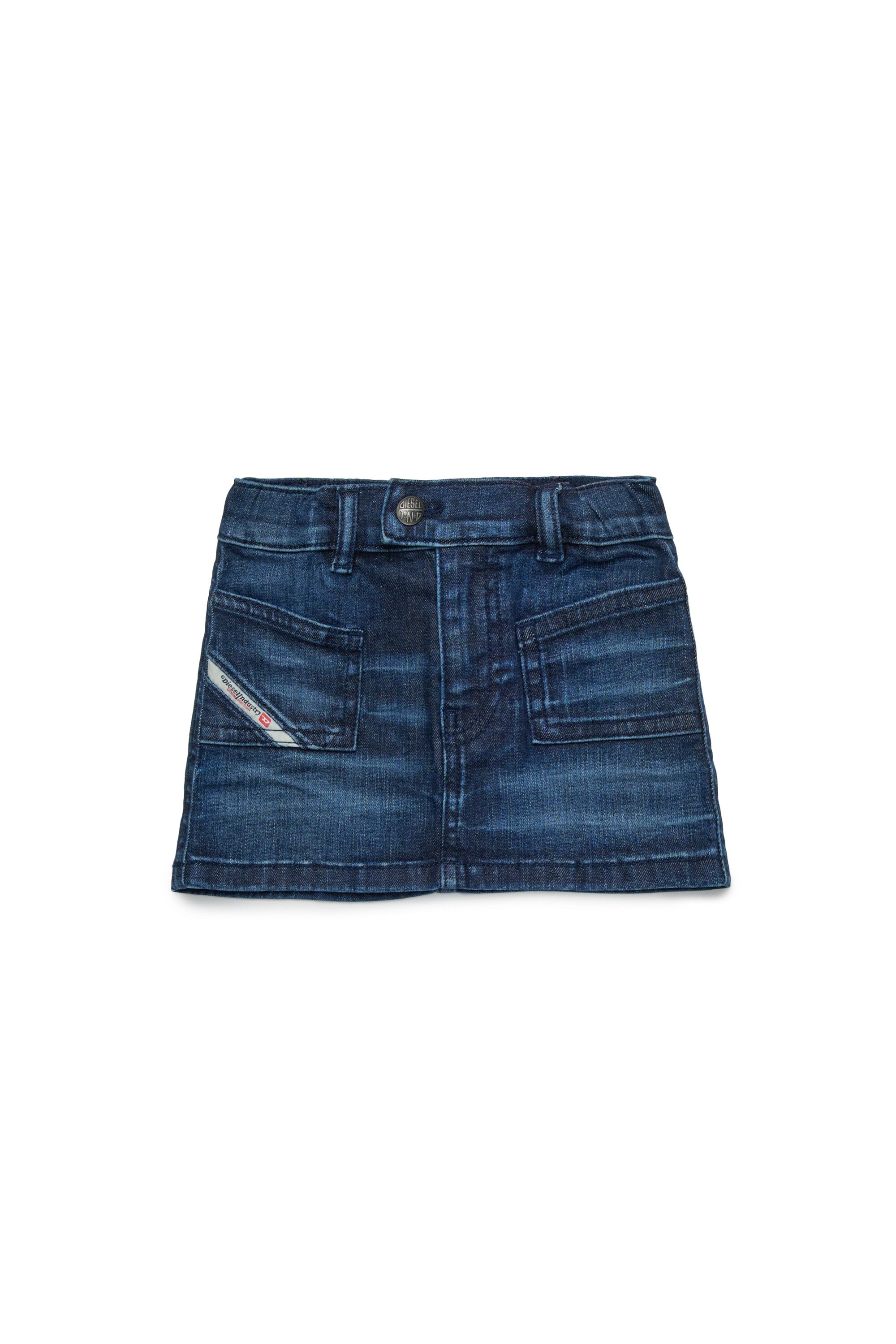 Dark blue denim short skirt