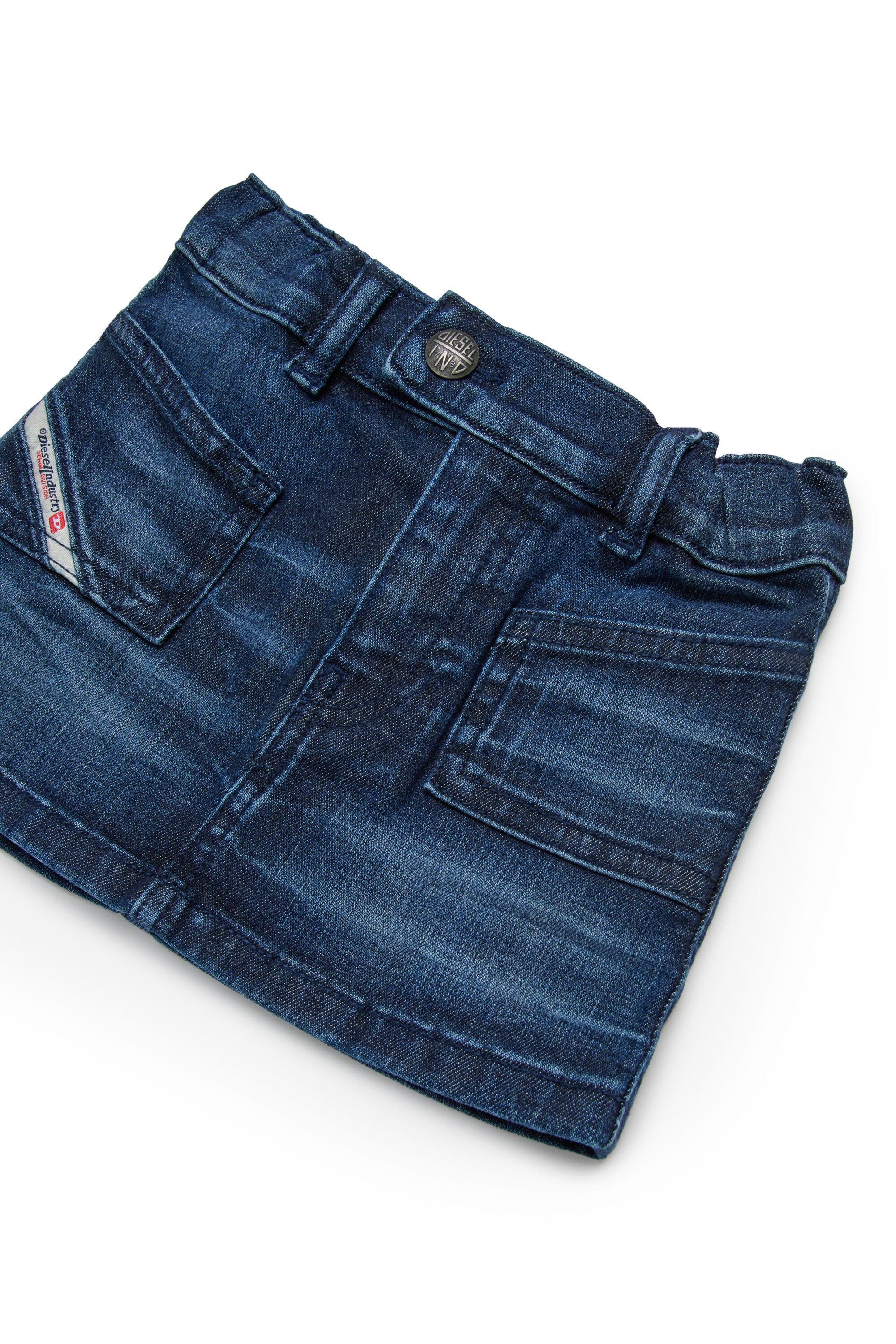 Dark blue denim short skirt