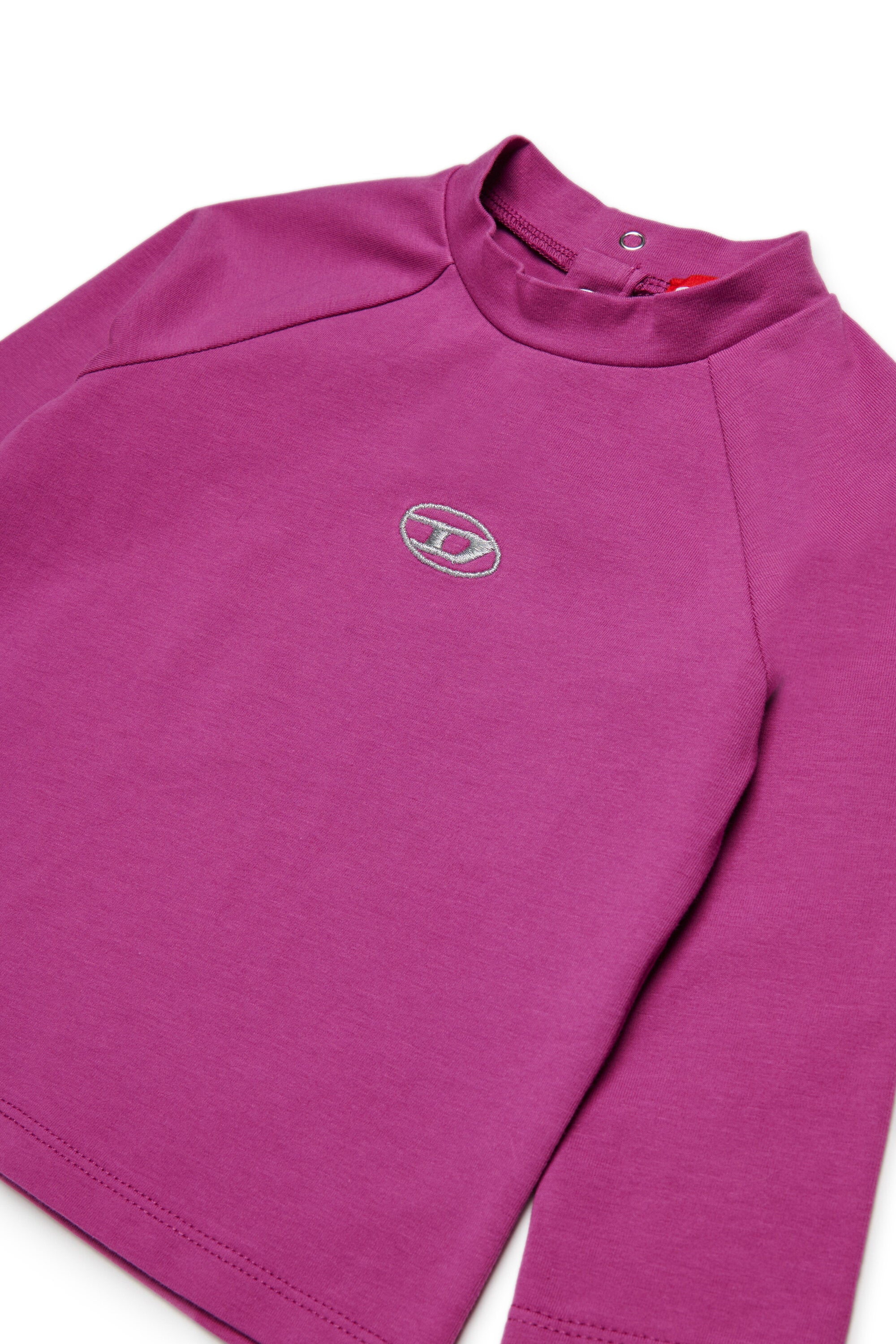 Stretch jersey turtleneck with branded Oval D lurex logo