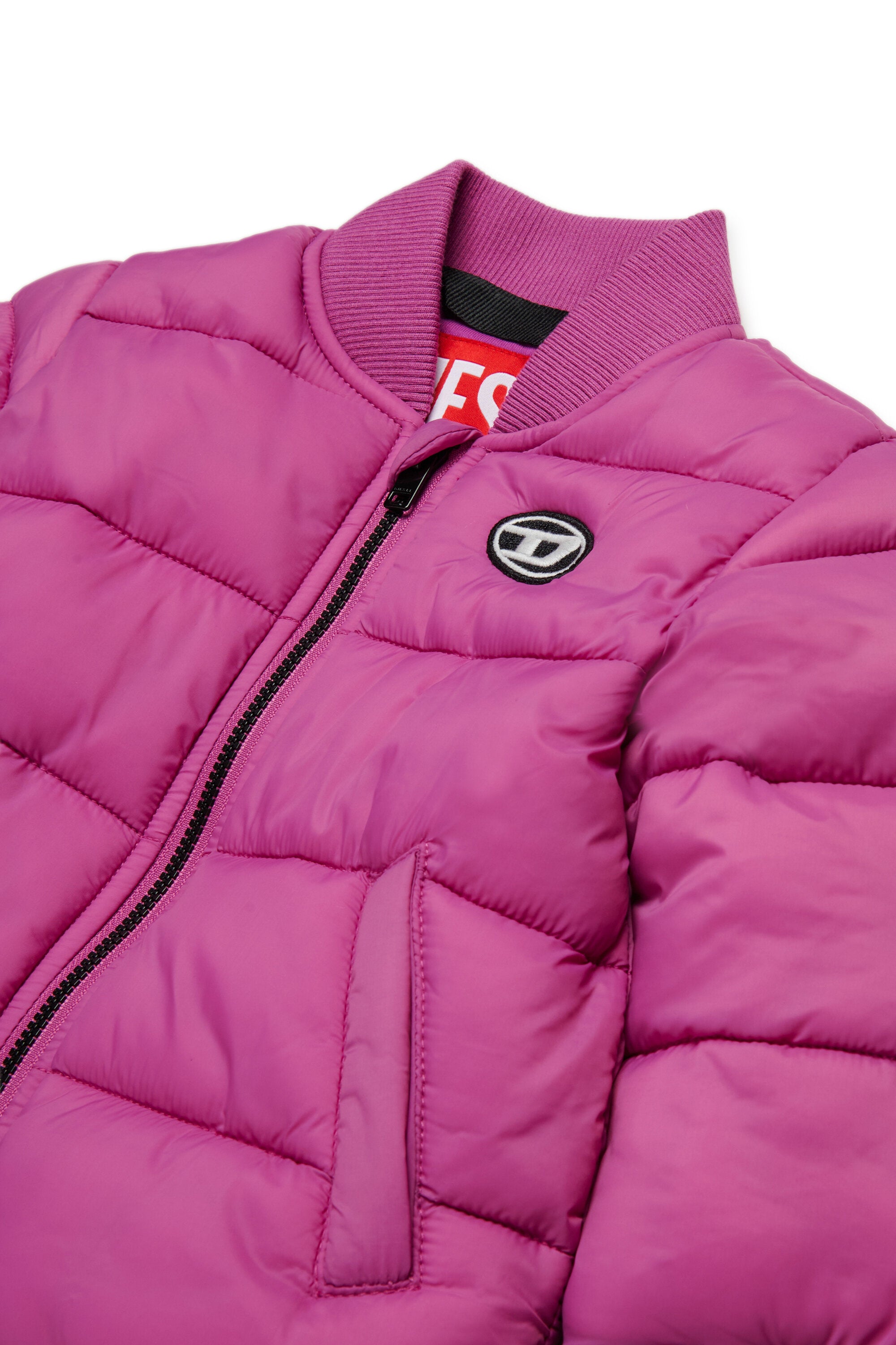 Short padded jacket with patch Oval D