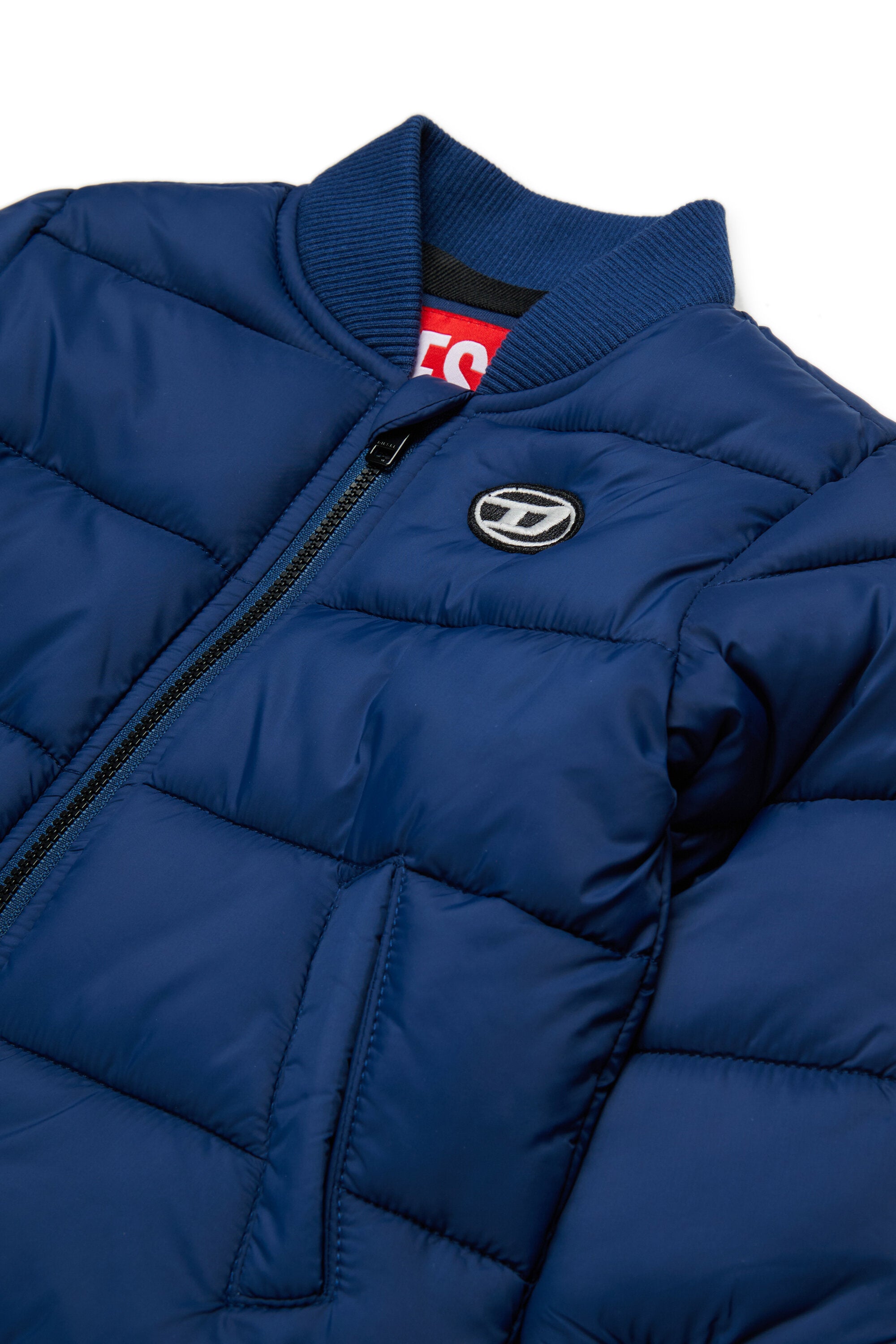 Short padded jacket with patch Oval D