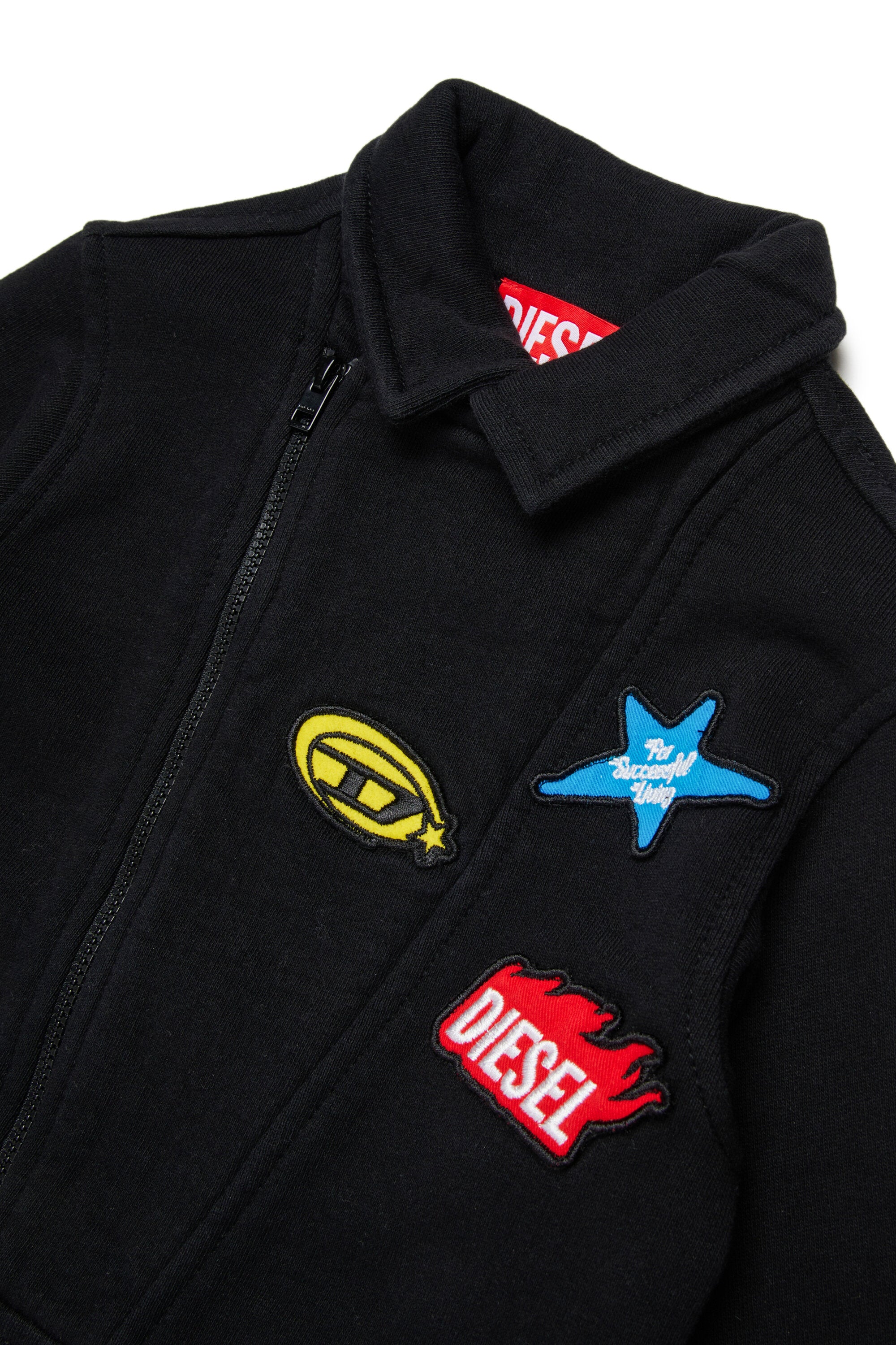 Biker jacket with printed logo