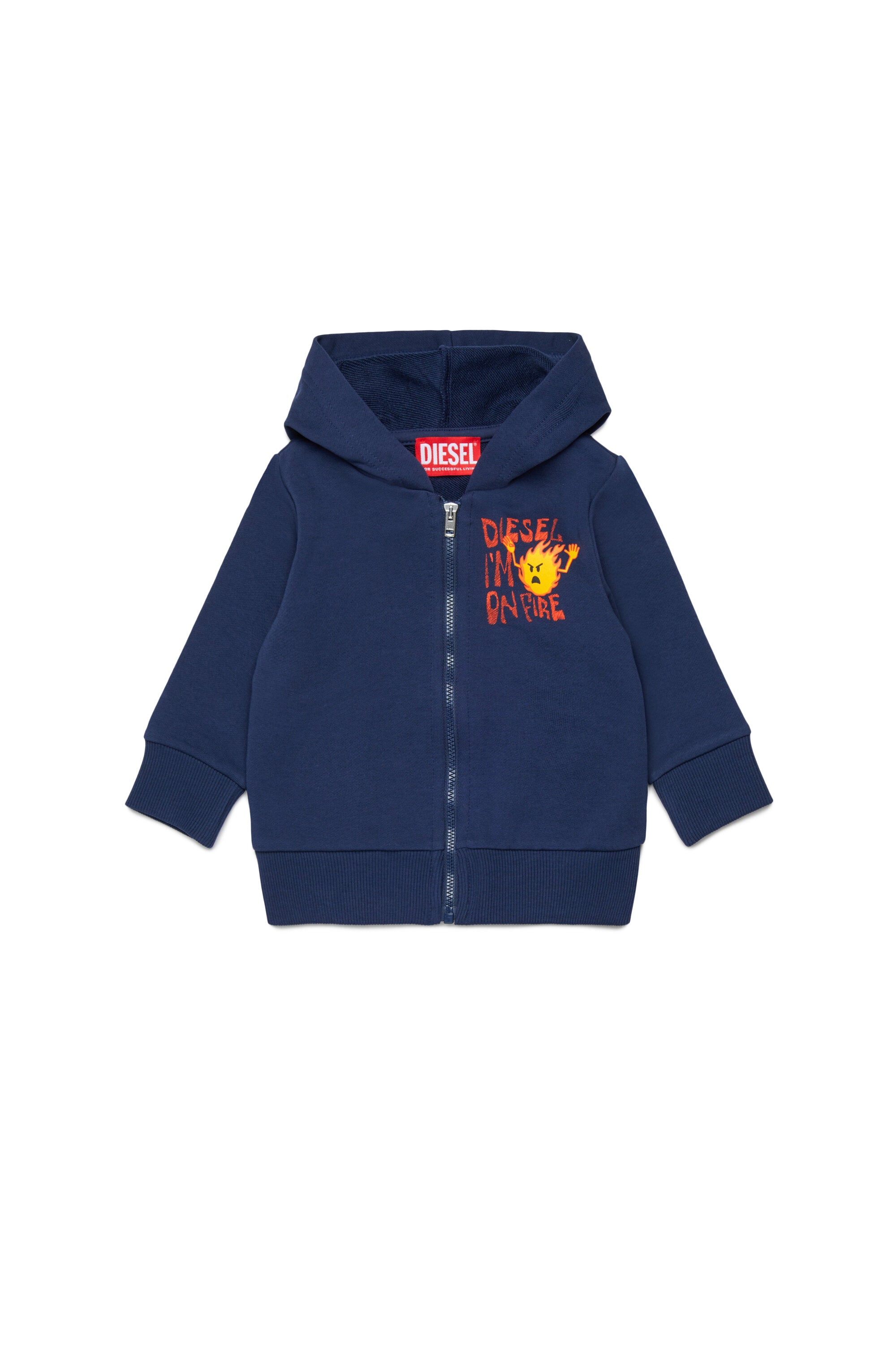 Zip-up sweatshirt with logo on the chest