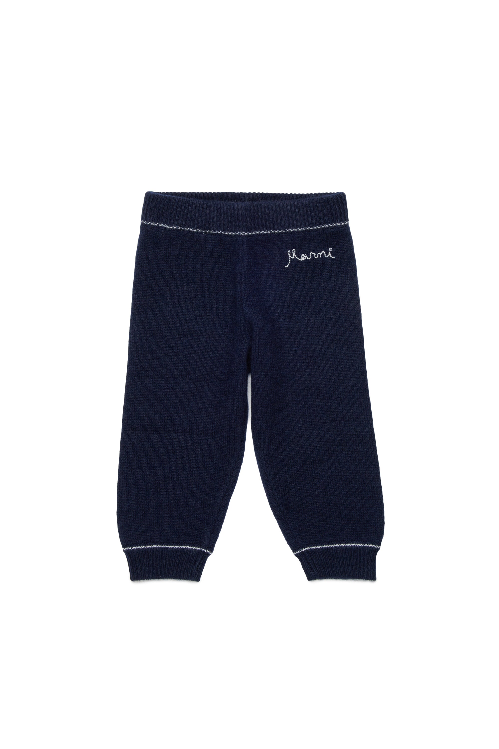 Wool-blend cashmere jogger pants with logo