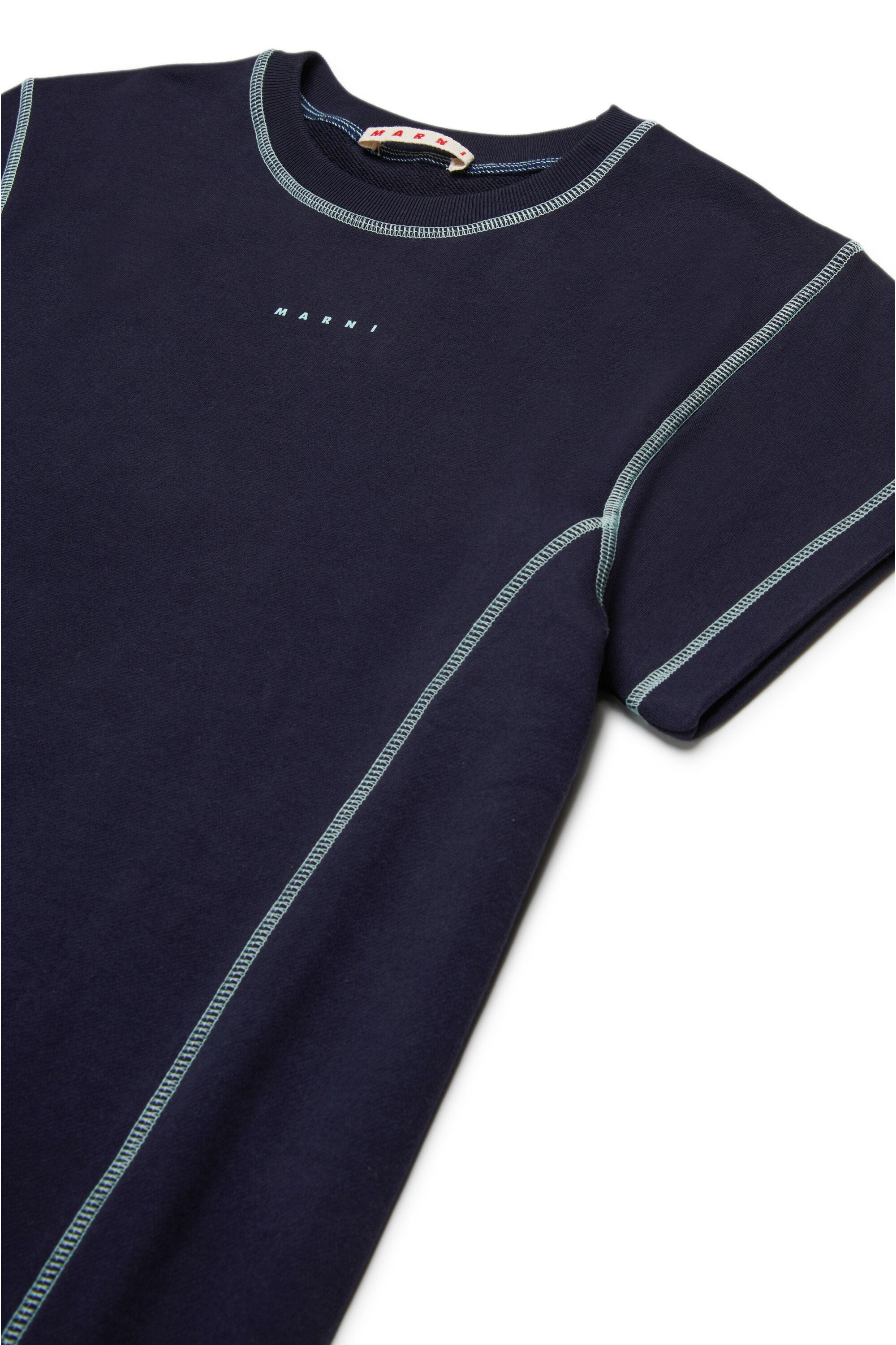 Fleece dress with contrasting seams