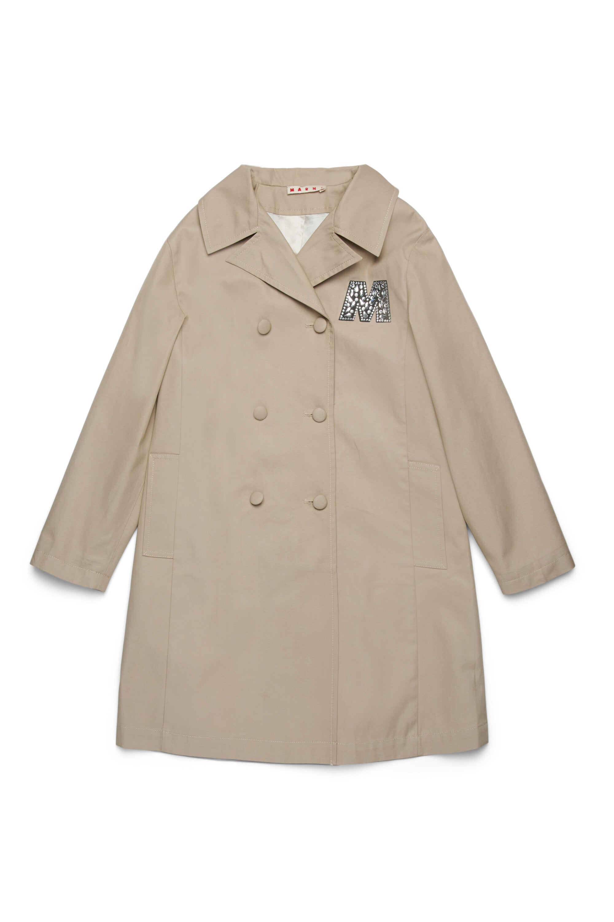 Rhinestones branded trench jacket