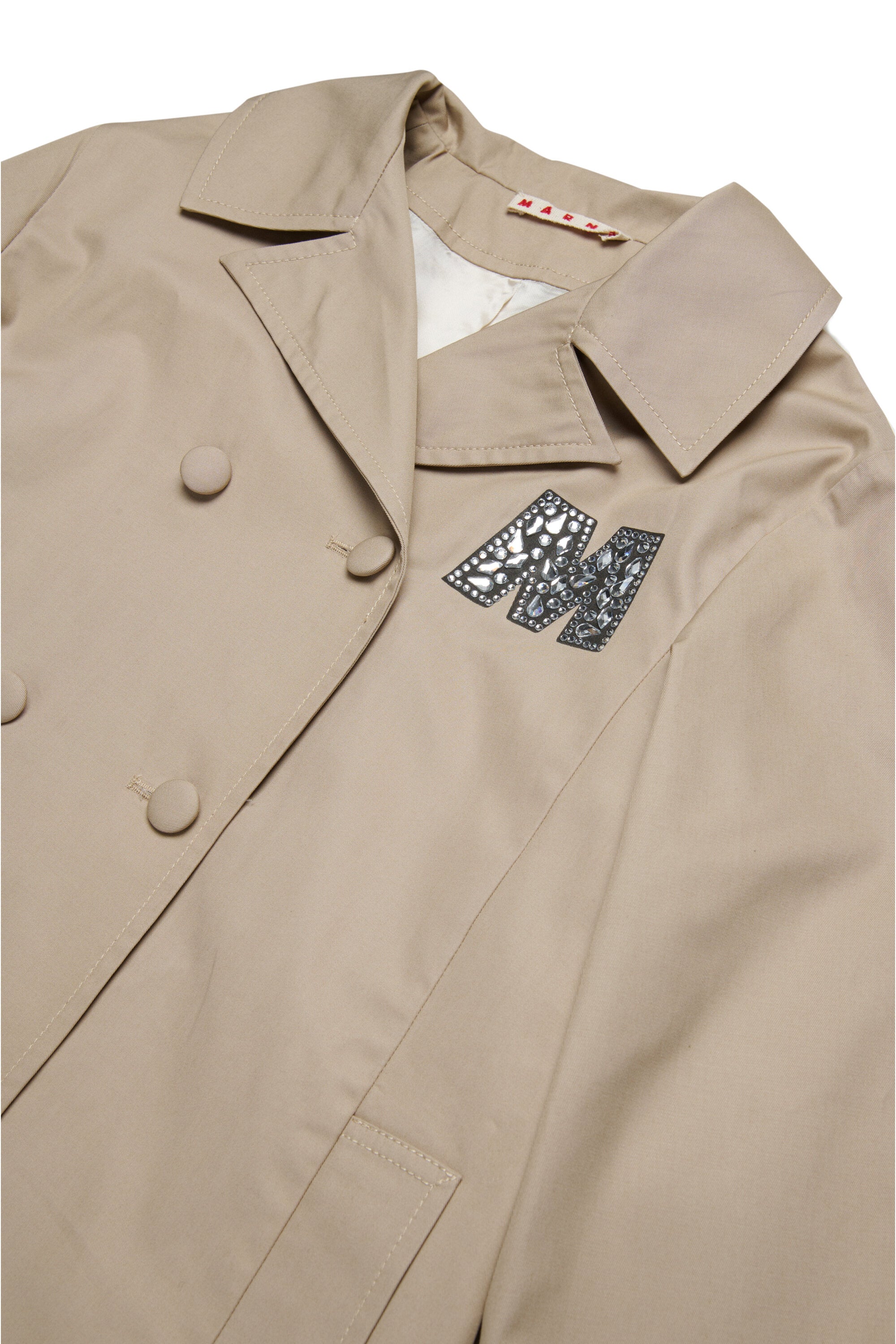 Rhinestones branded trench jacket