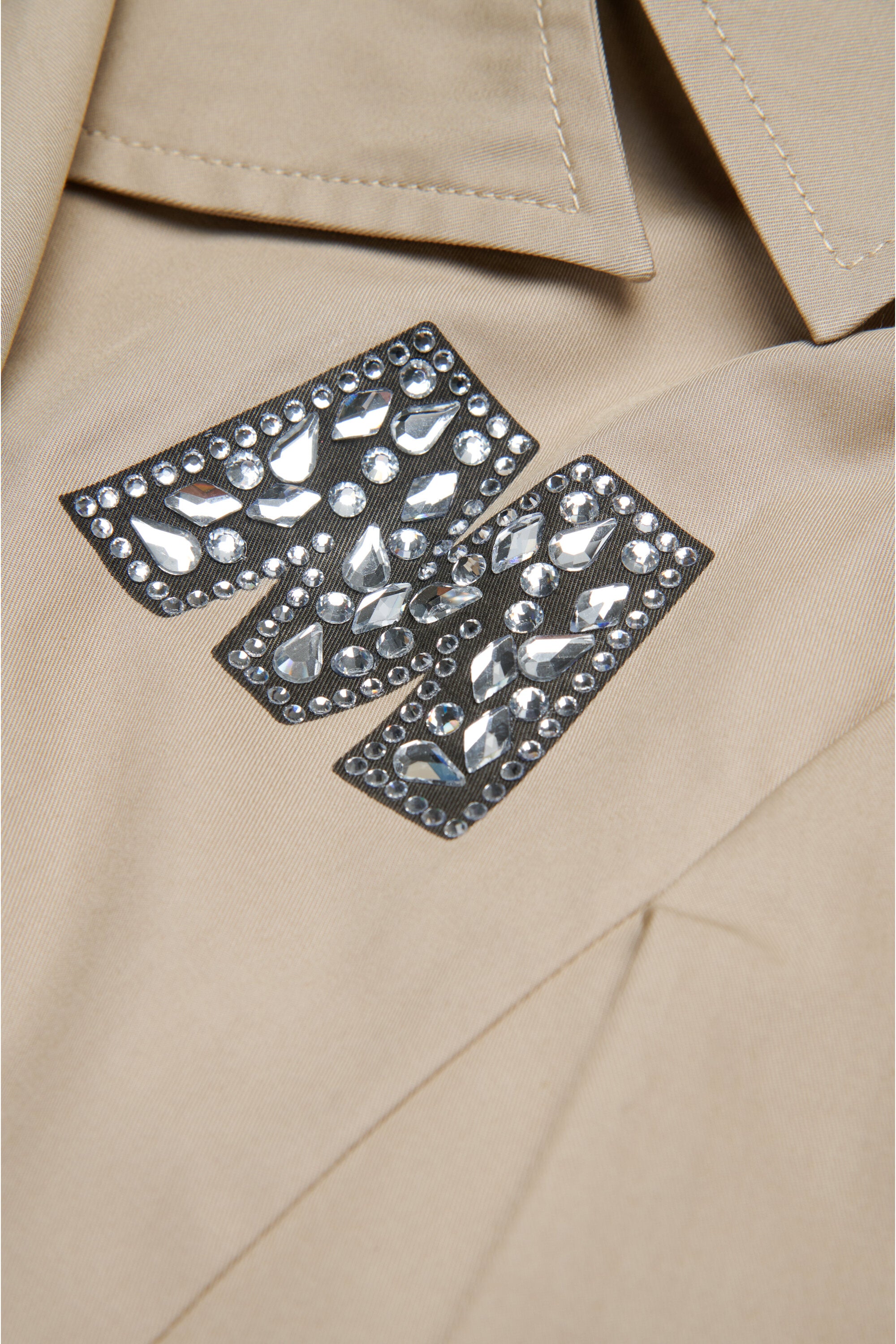 Rhinestones branded trench jacket