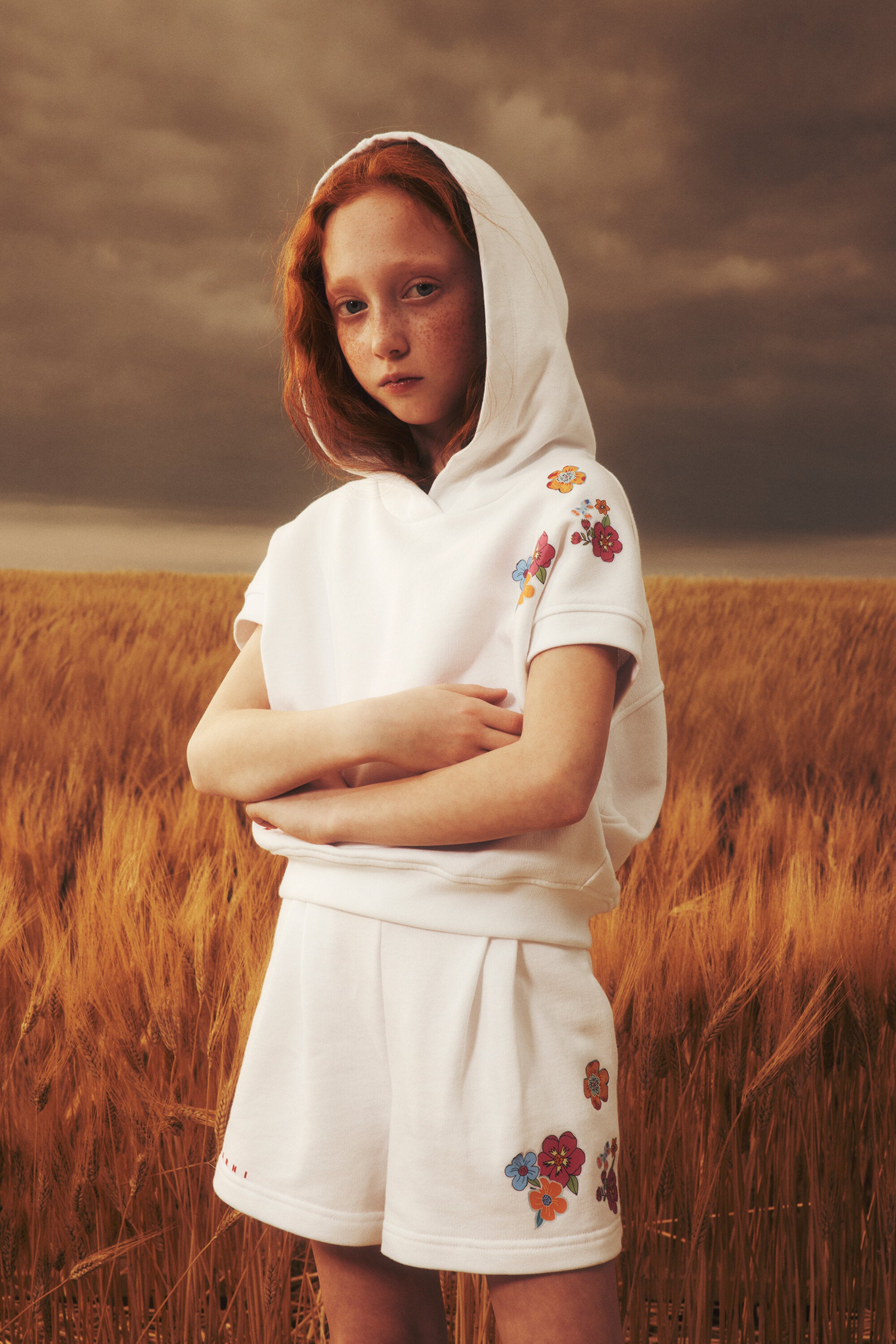 Egg shape sweatshirt with flowers