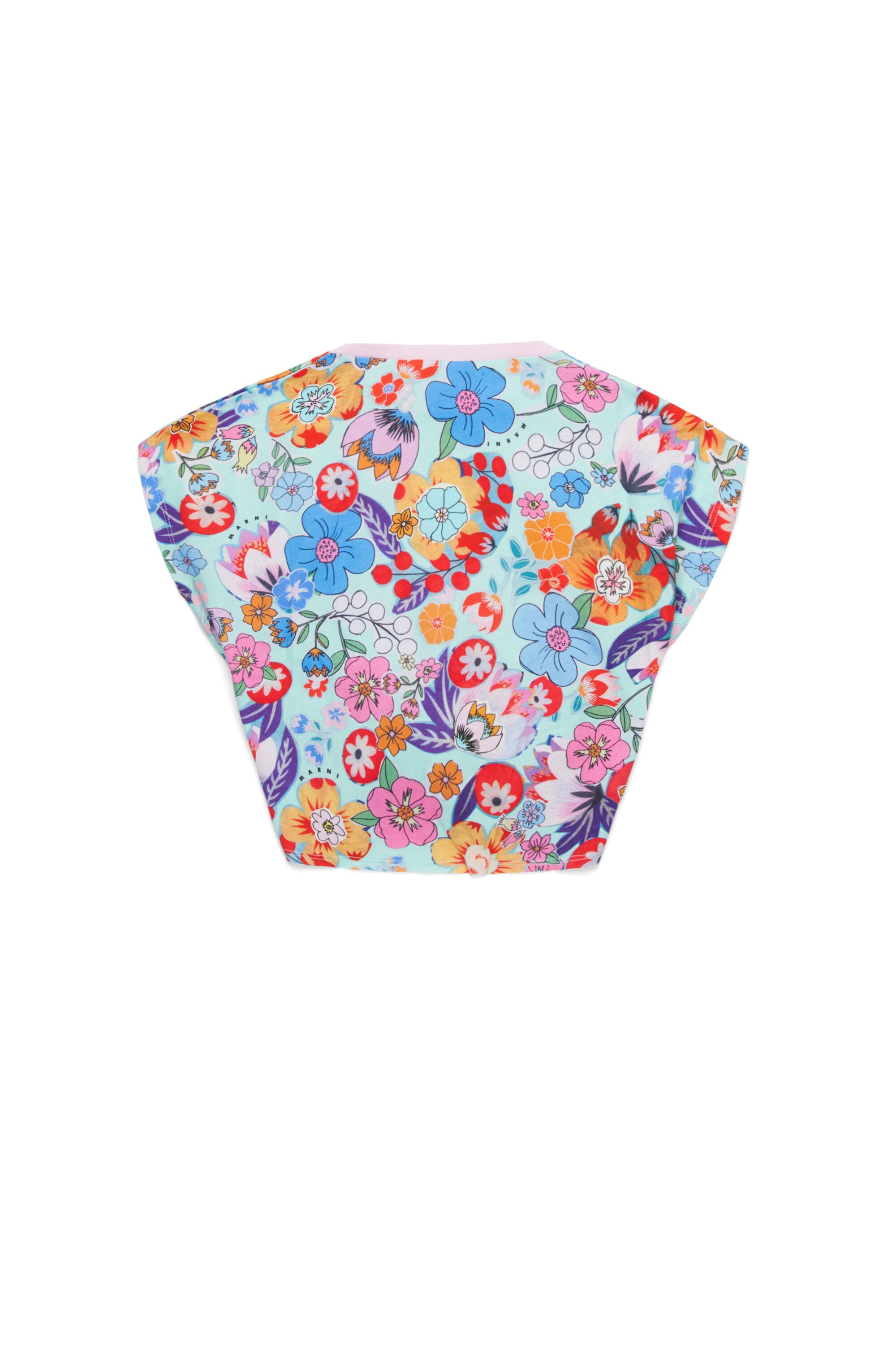 Holiday allover T-shirt with knotted fabric