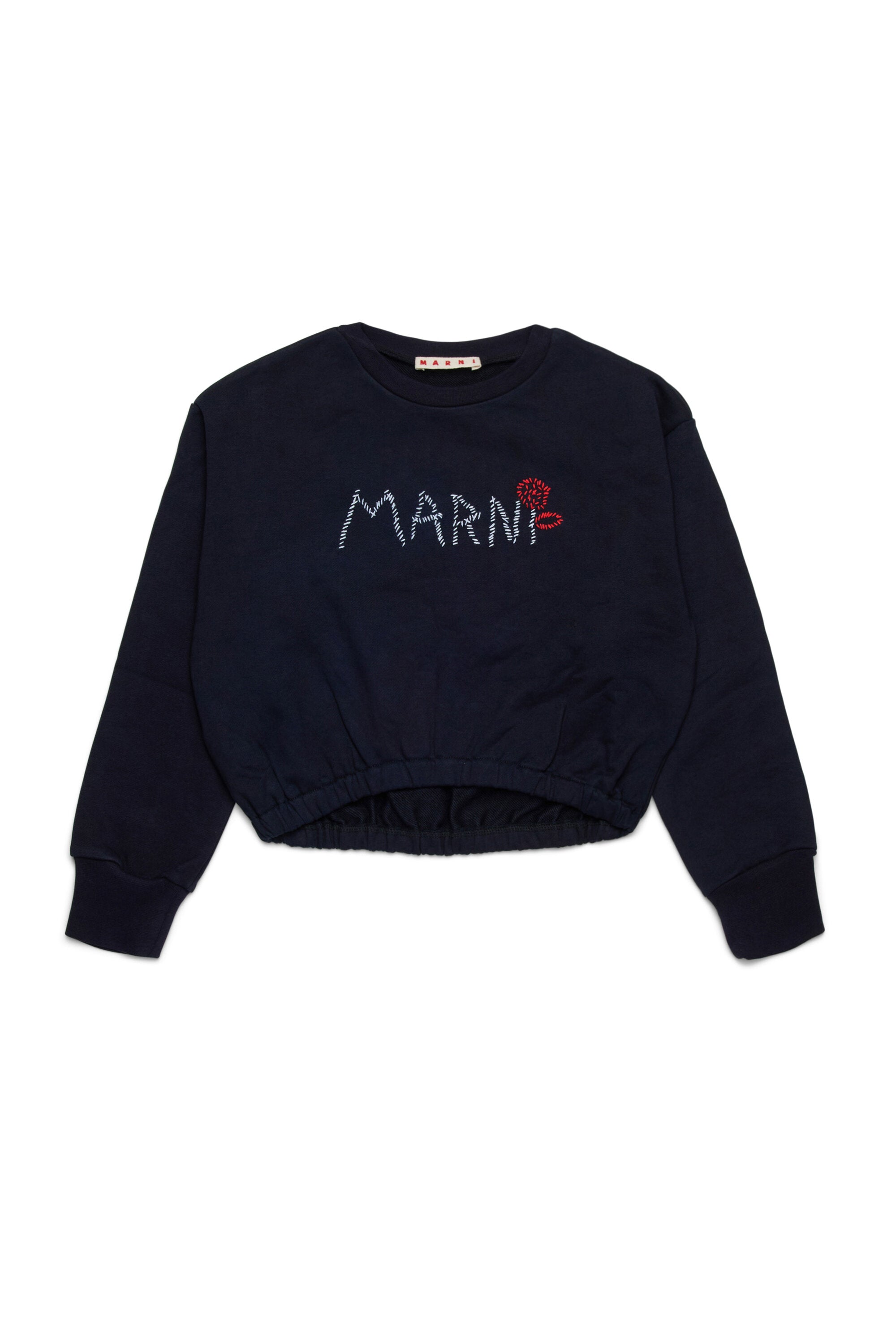 Marni Flower branded crew-neck cropped sweatshirt