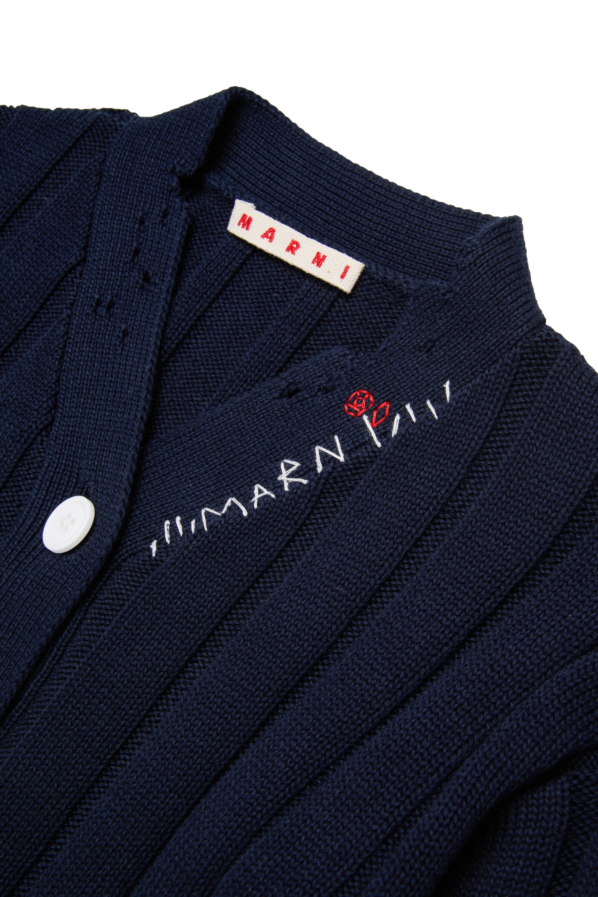 Ribbed cardigan with rips