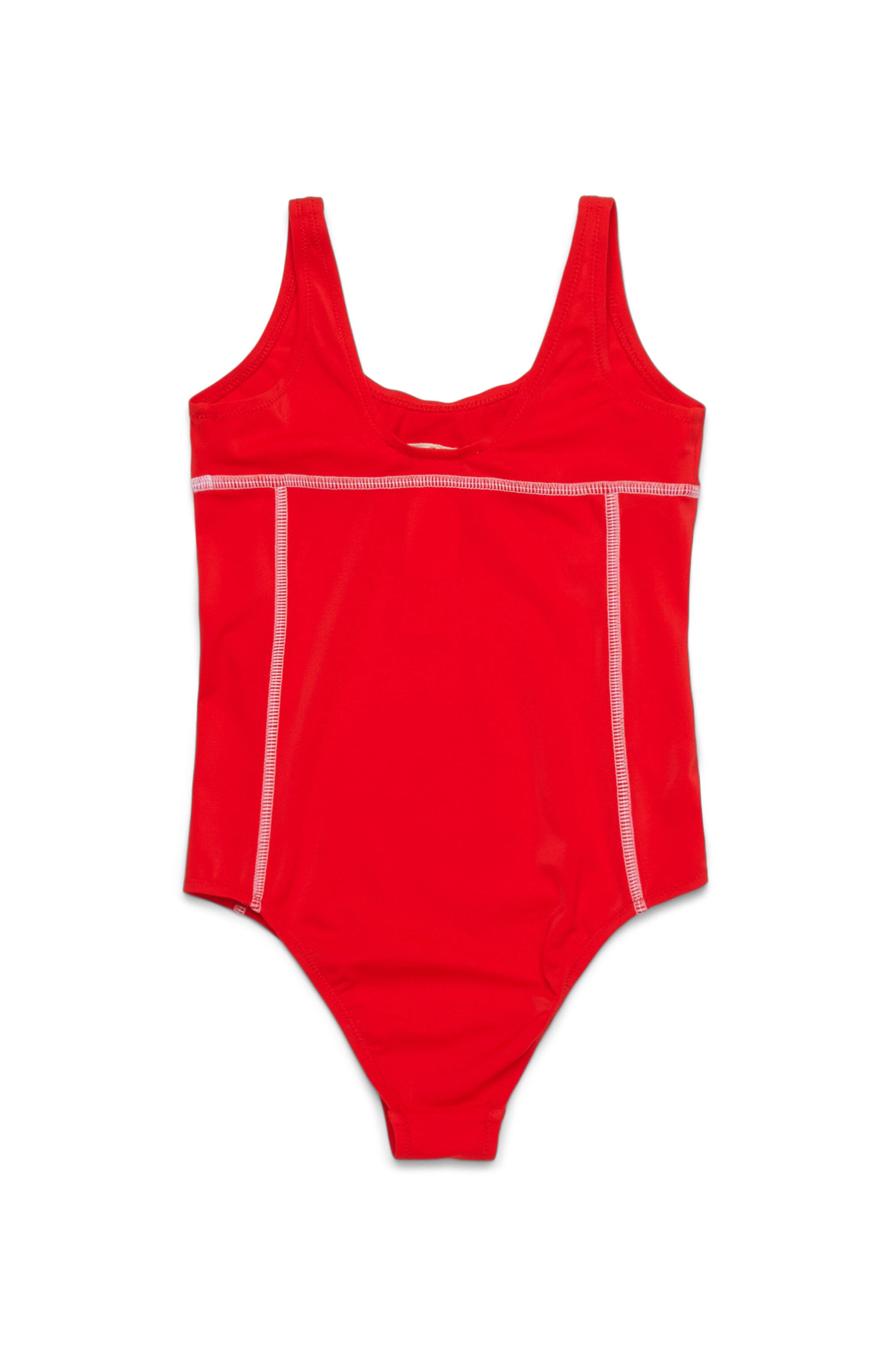 One-piece swimsuit with institutional logo