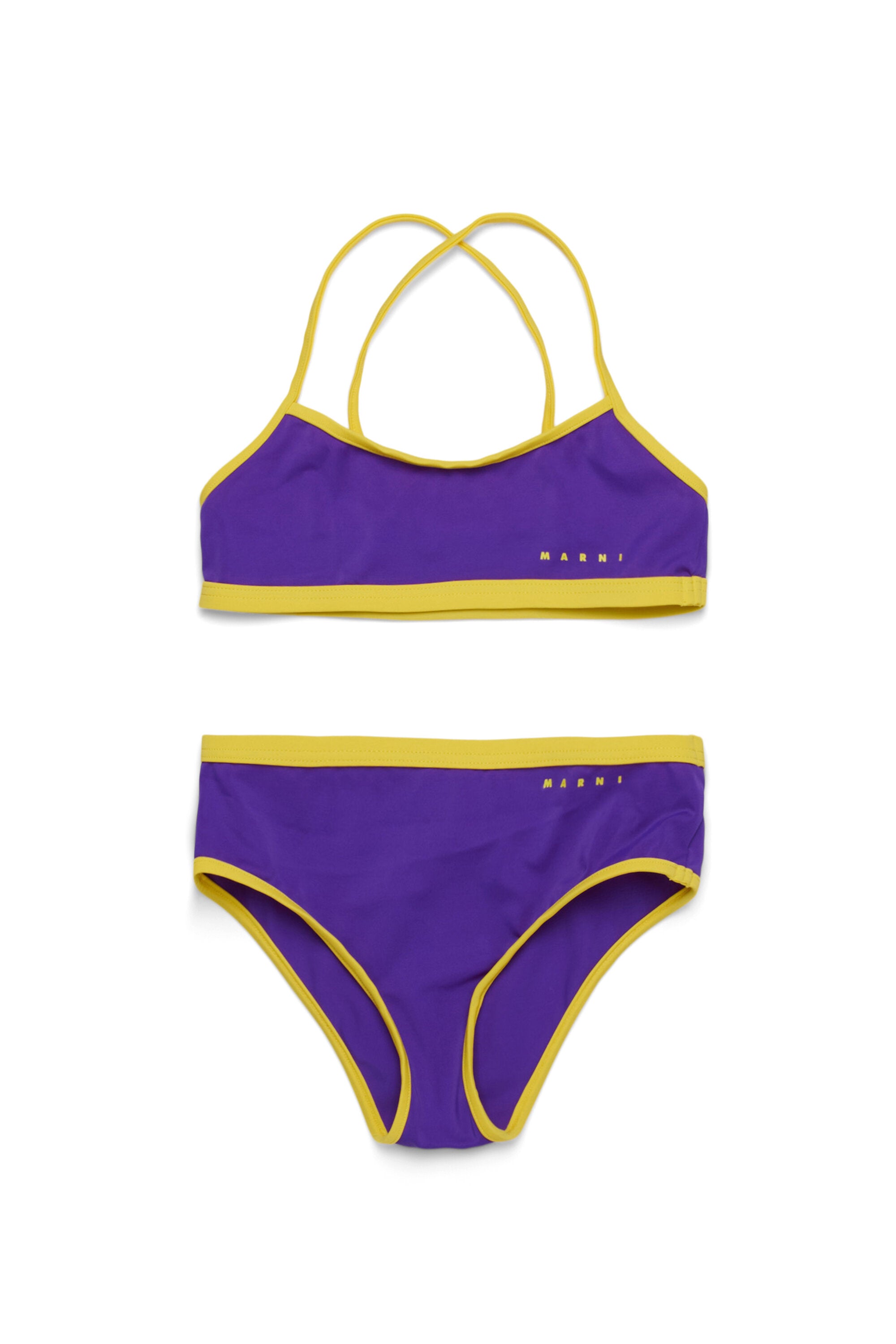 Cross-over shoulder straps bikini swimming costume