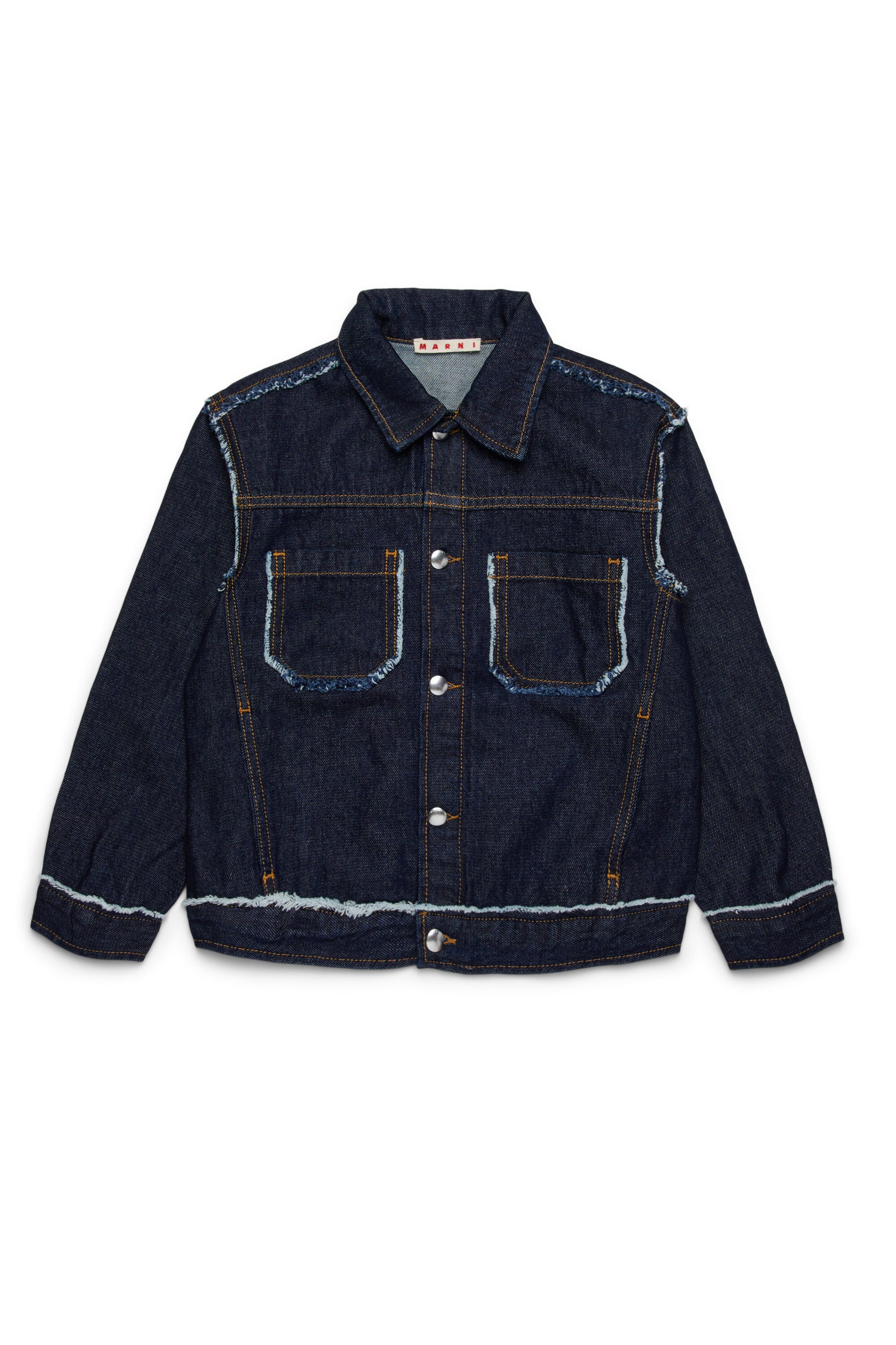 Dark denim jacket with frayed details