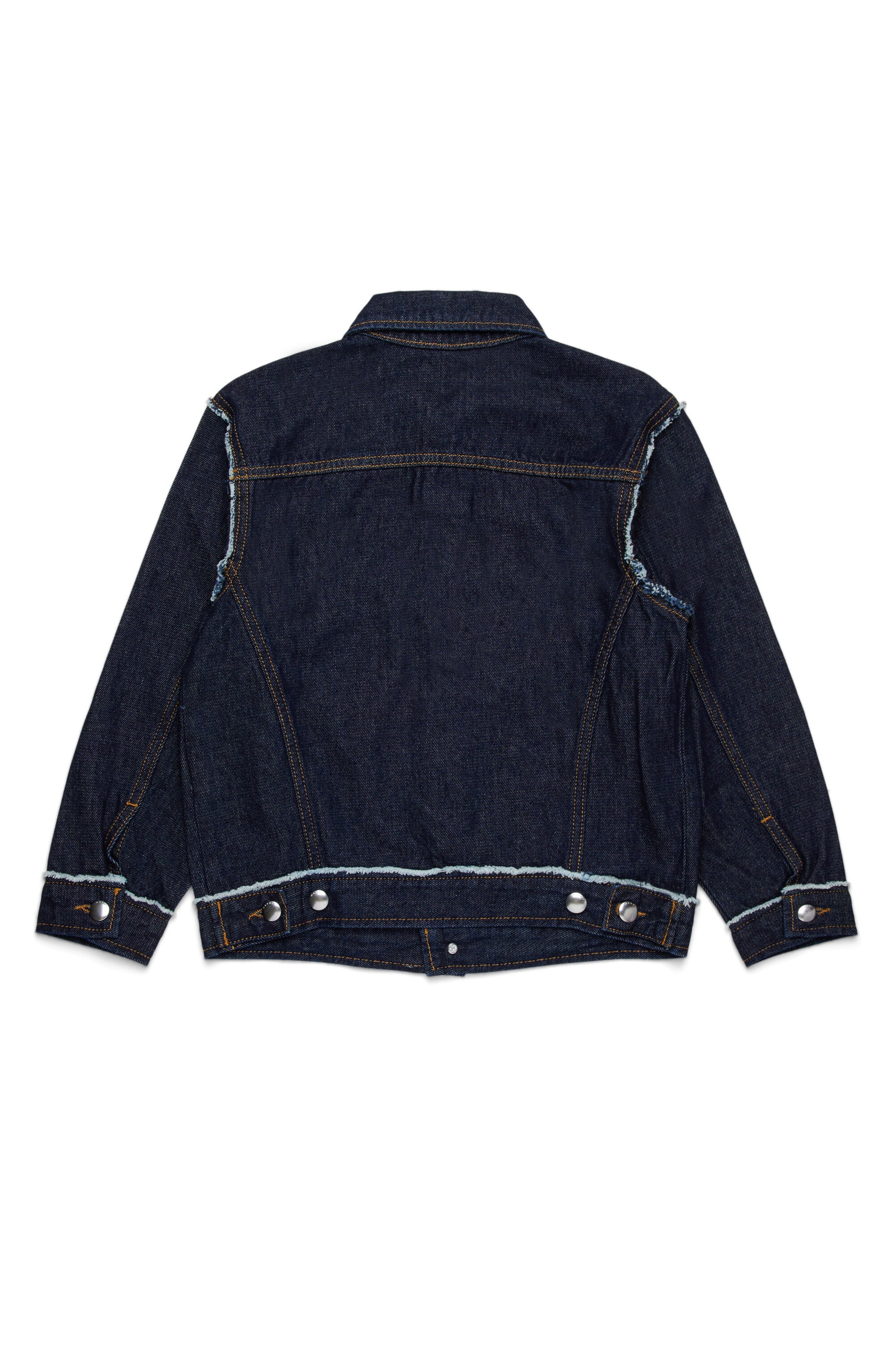 Dark denim jacket with frayed details