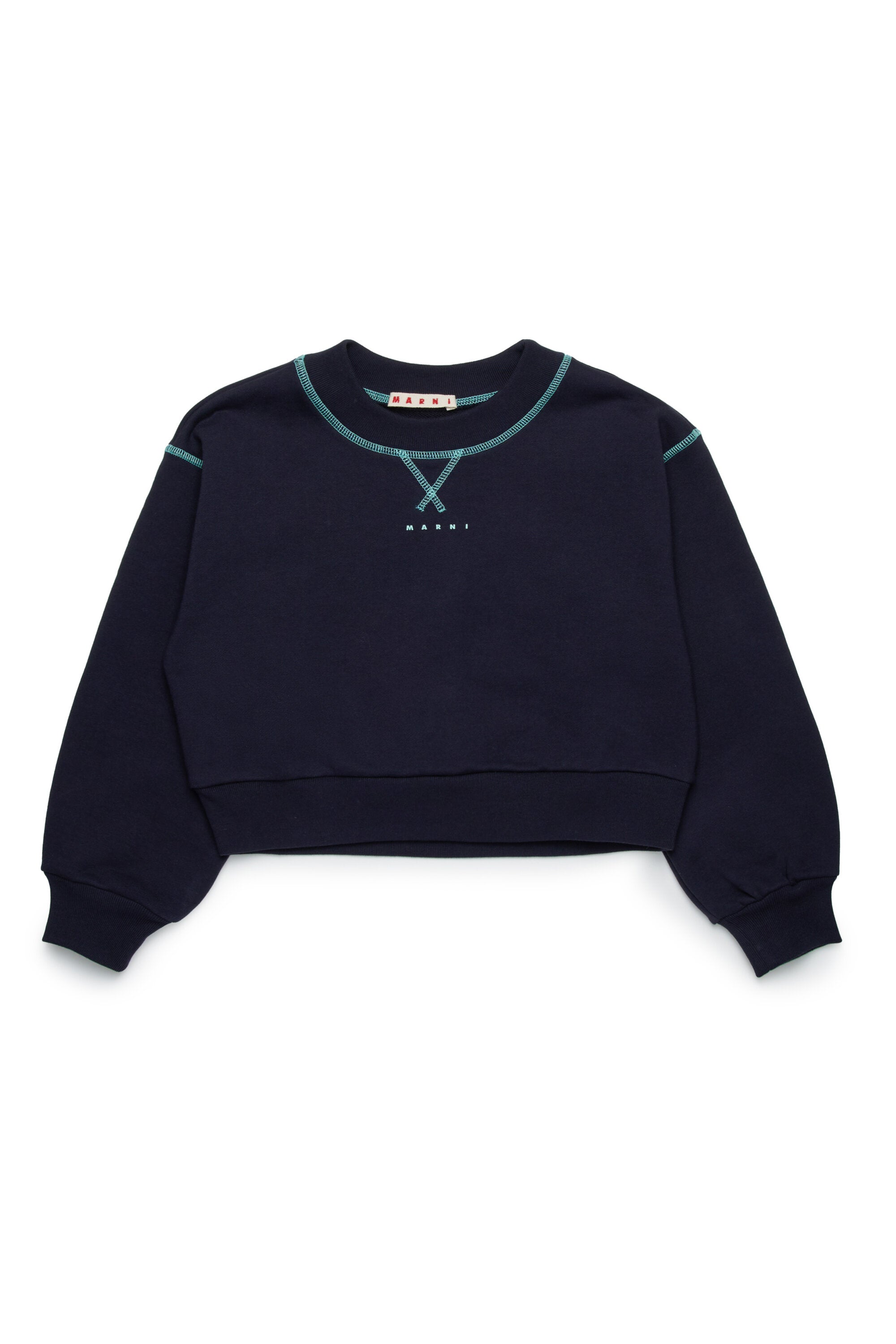 Crew-neck sweatshirt with contrasting seams