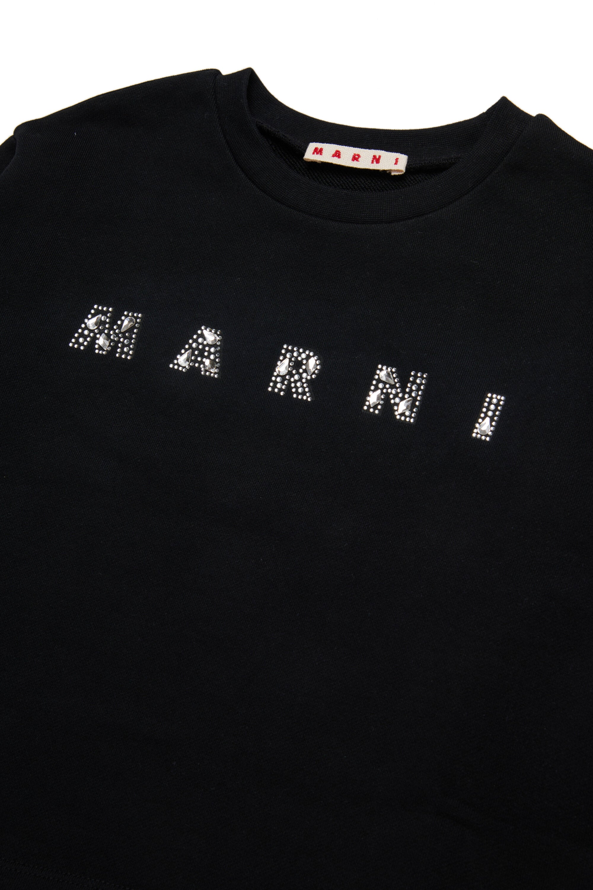 Crew-neck sweatshirt branded in Rhinestones