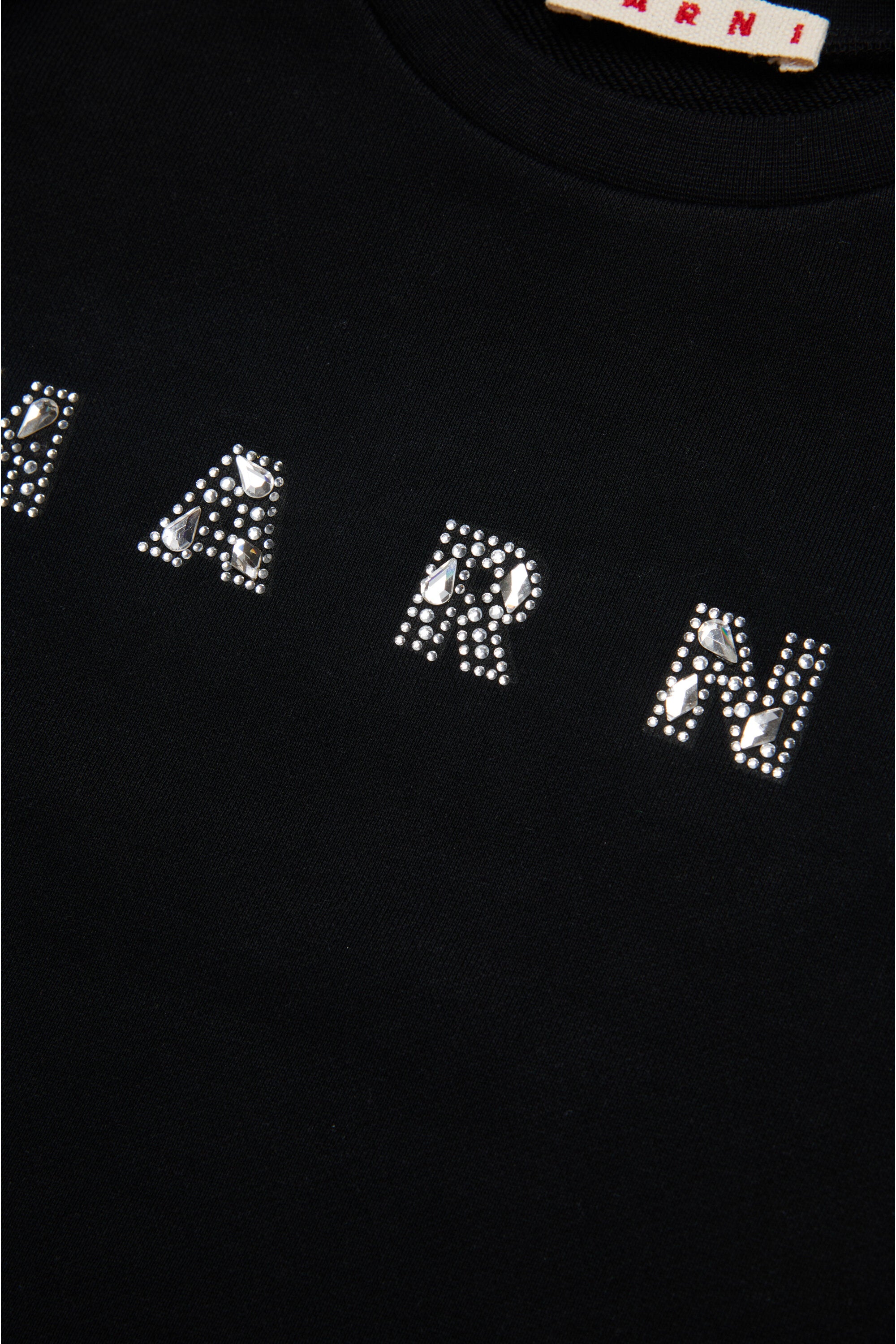 Crew-neck sweatshirt branded in Rhinestones