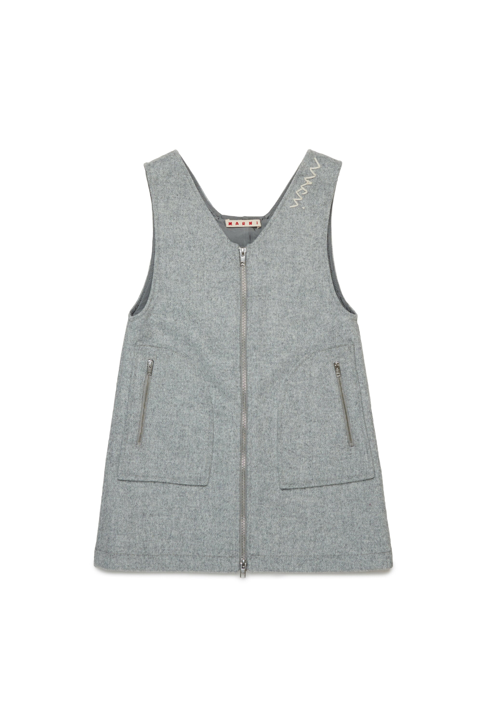 Wool-blend cloth mini sleeveless dress