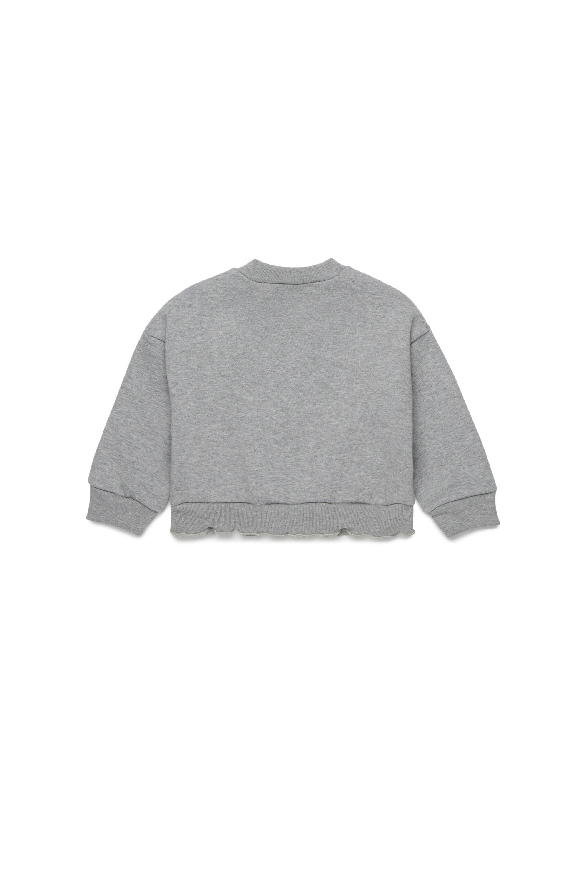 Crew-neck sweatshirt with flounces on the bottom