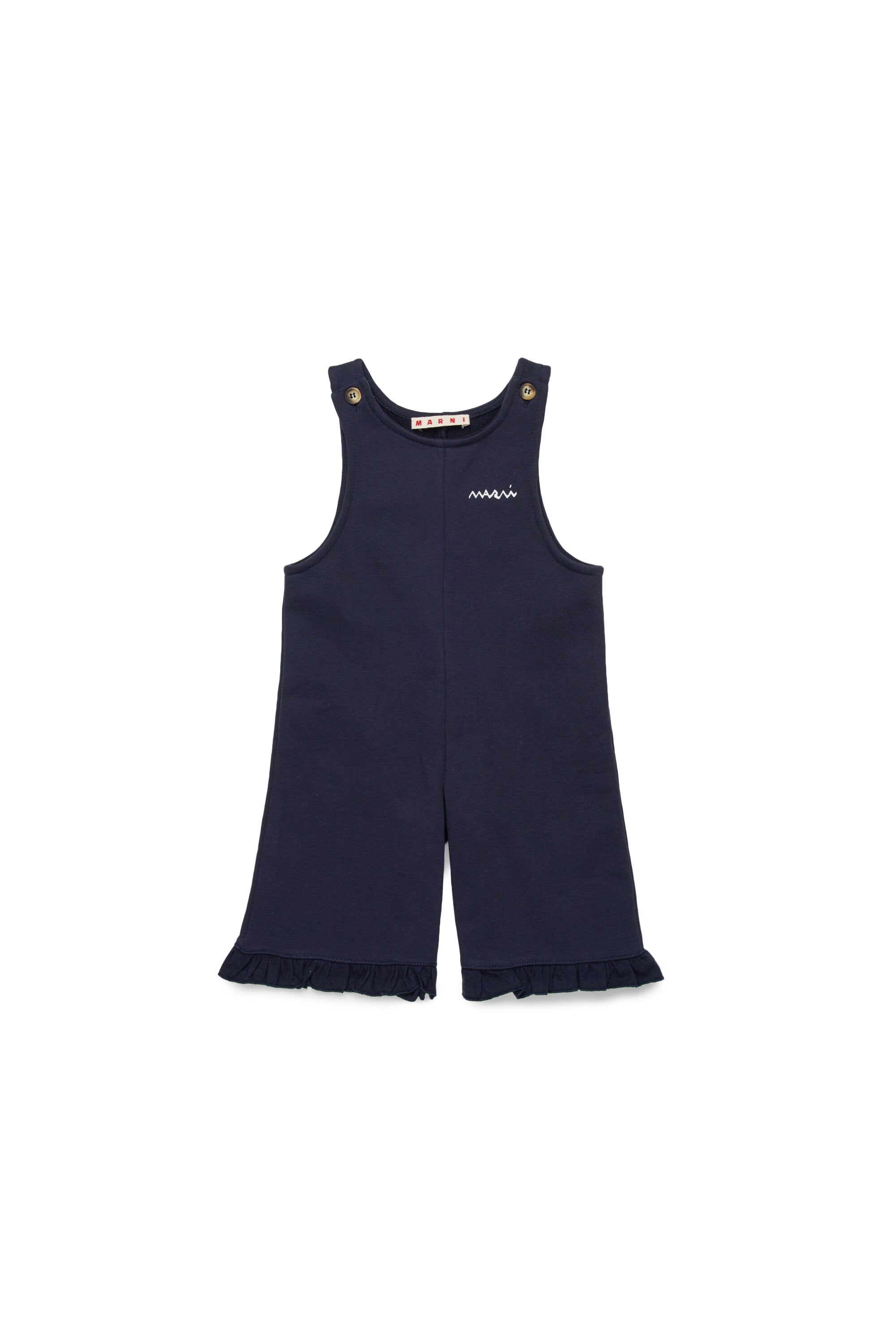 Fleece dungarees with ruffles on the bottom