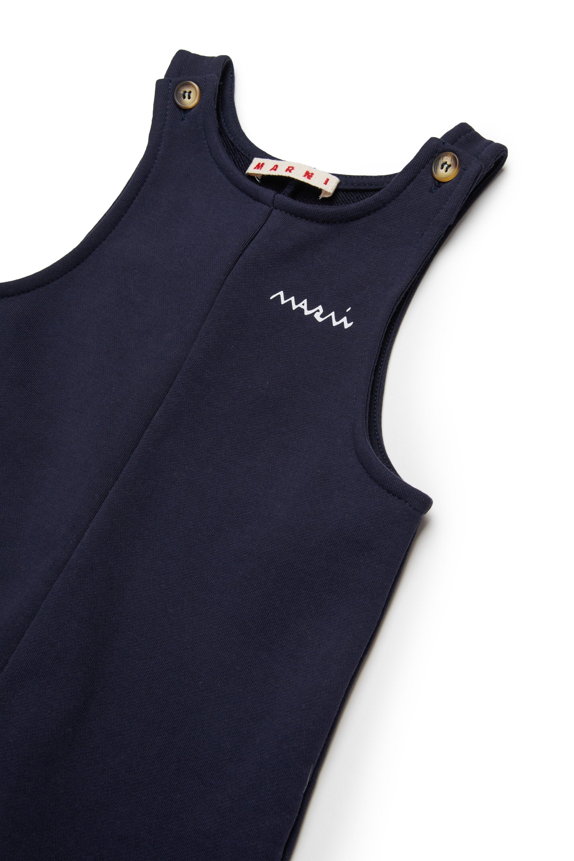 Fleece dungarees with ruffles on the bottom