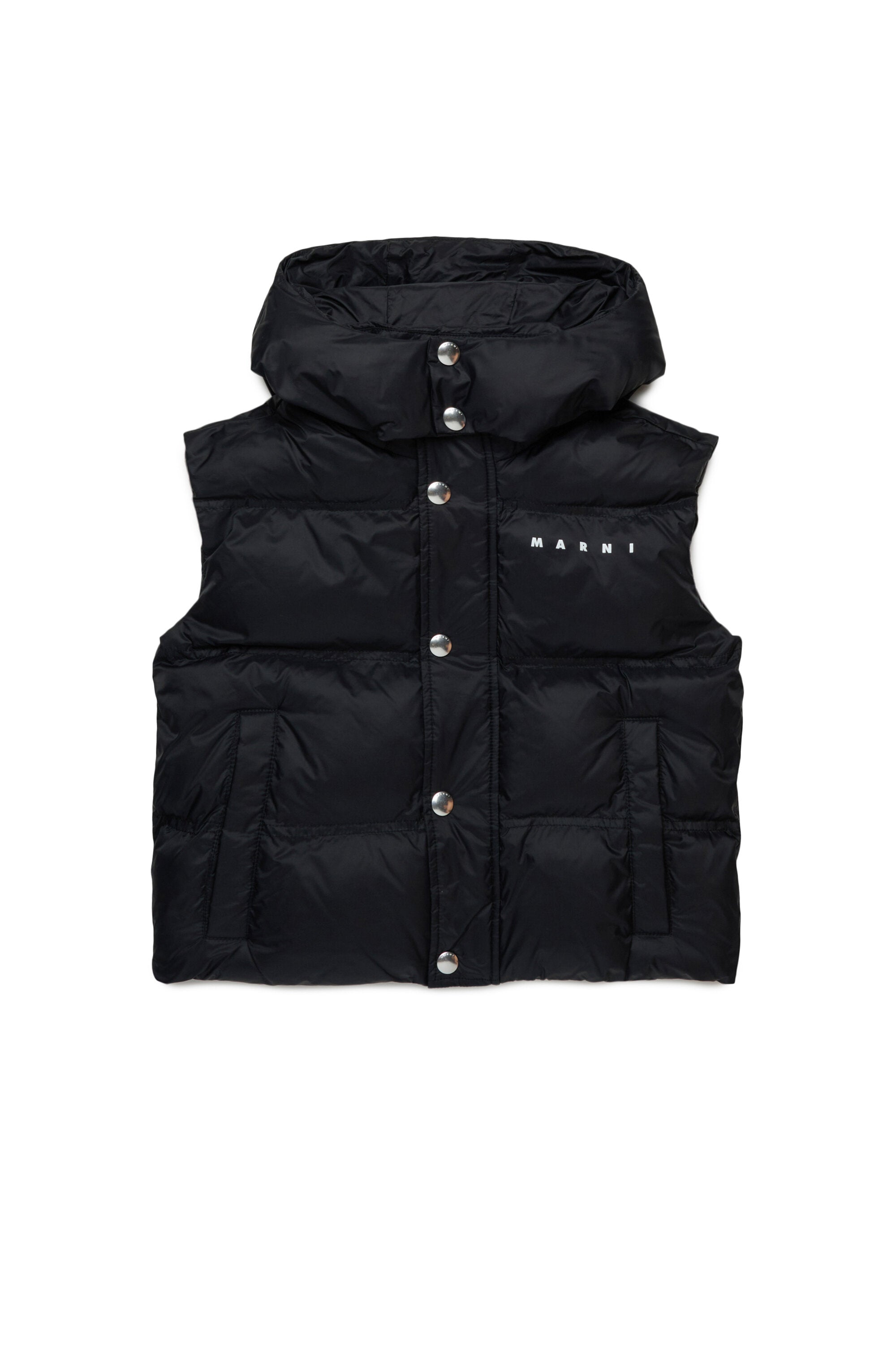Hooded padded vest with logo