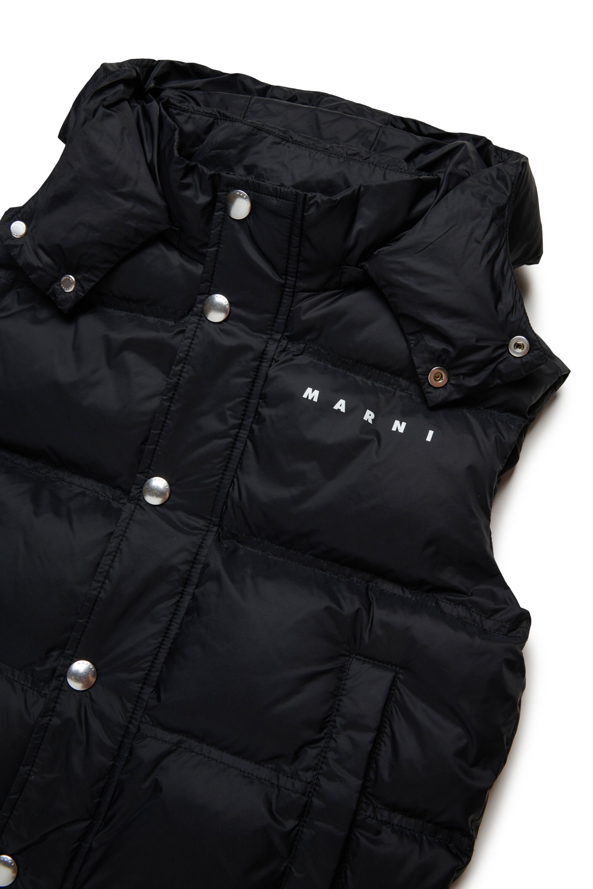 Hooded padded vest with logo