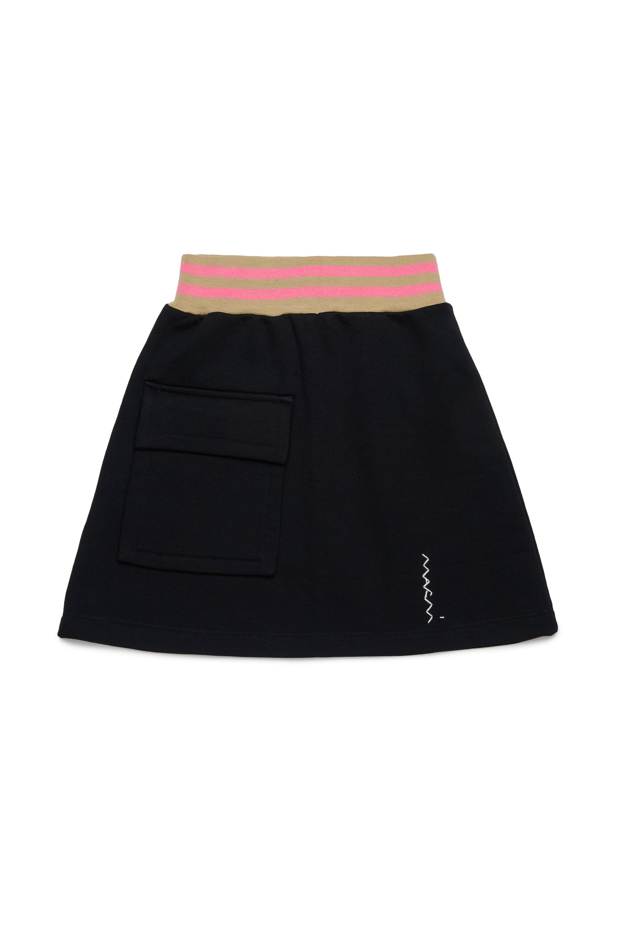Fleece short skirt with elastic stripes